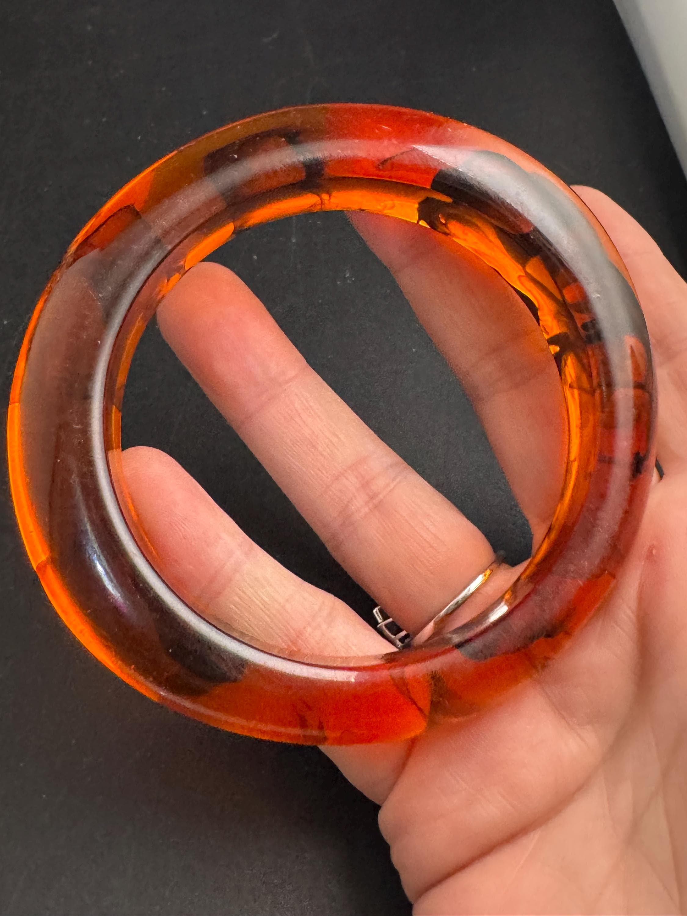 Chunky tortoiseshell brown plastic bangle, vintage bracelet ideal for stacking layering