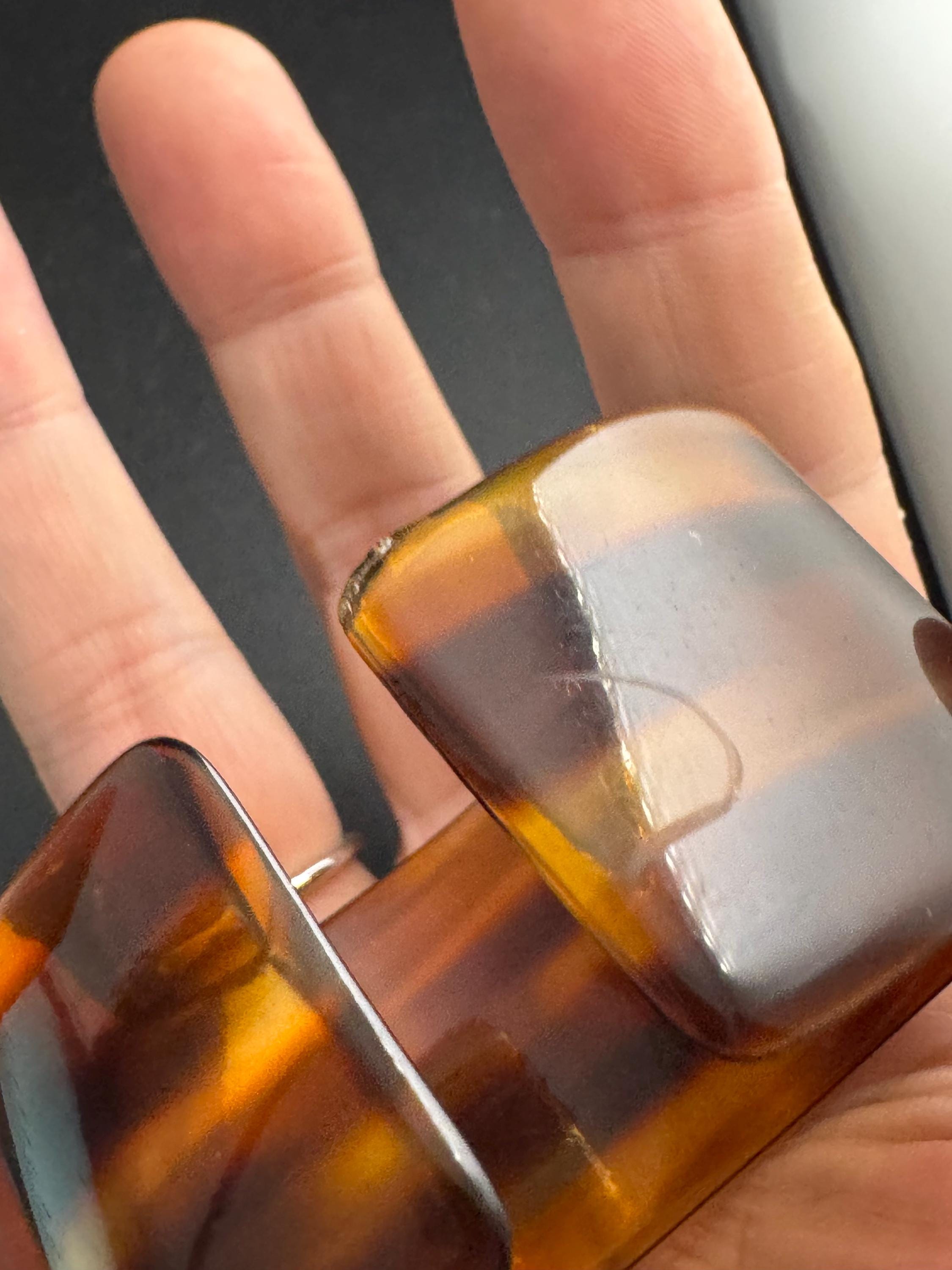 Wide tortoiseshell brown plastic bangle, vintage open cuff bracelet