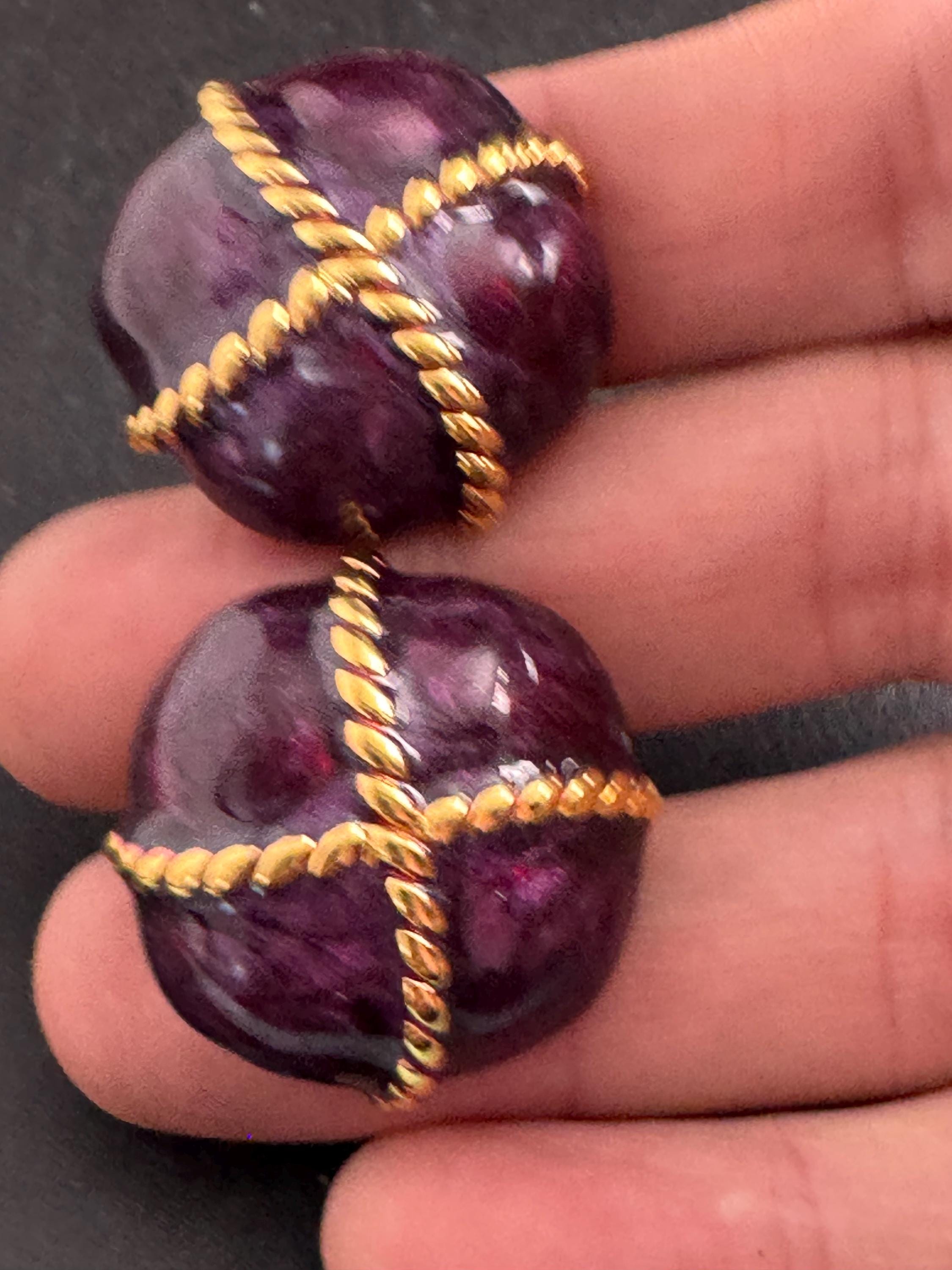 Purple Enamel Clip On Earrings: jaques vert vintage gold plated