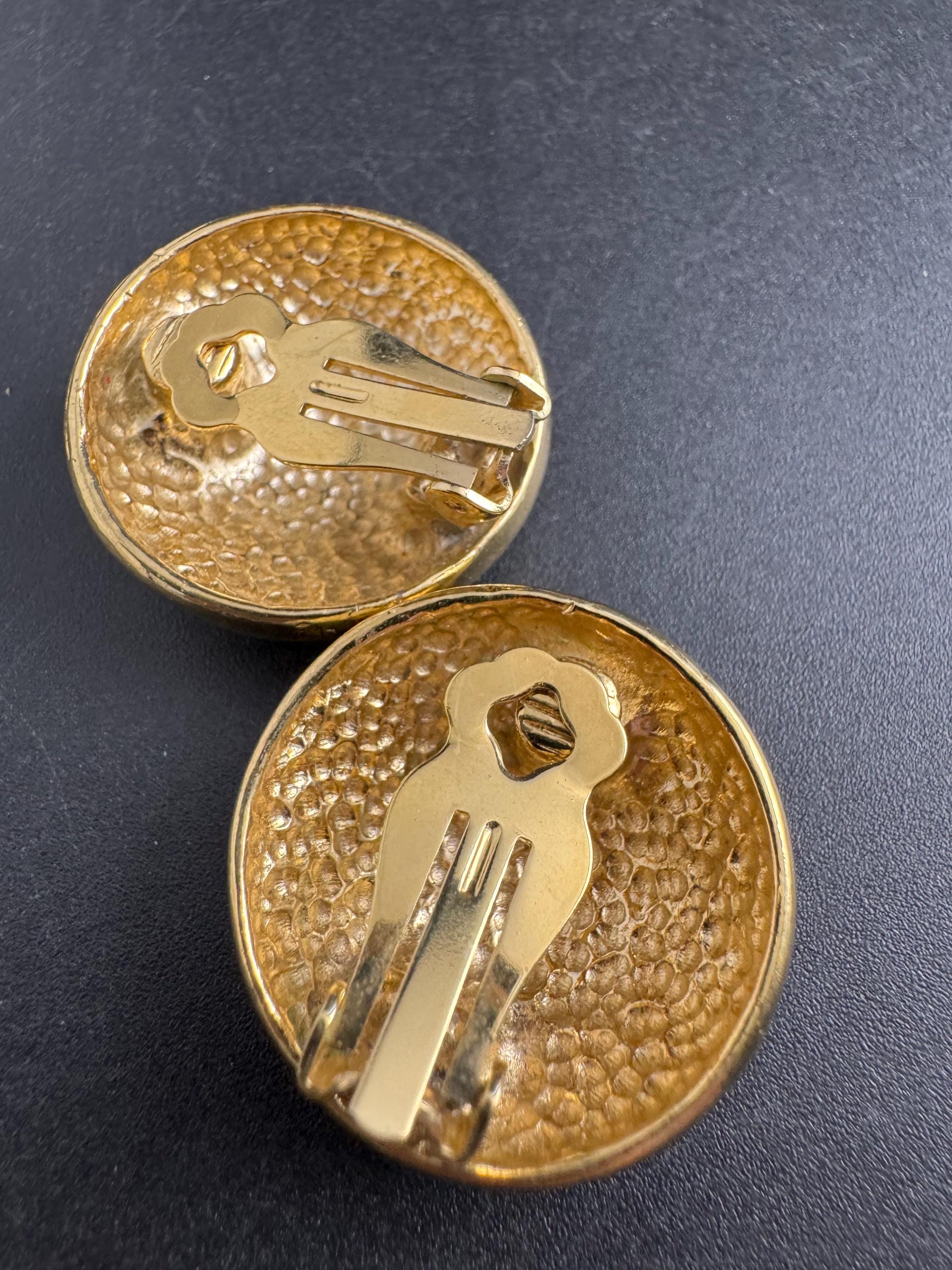 Yellow Enamel Clip On Earrings: jaques vert vintage gold plated