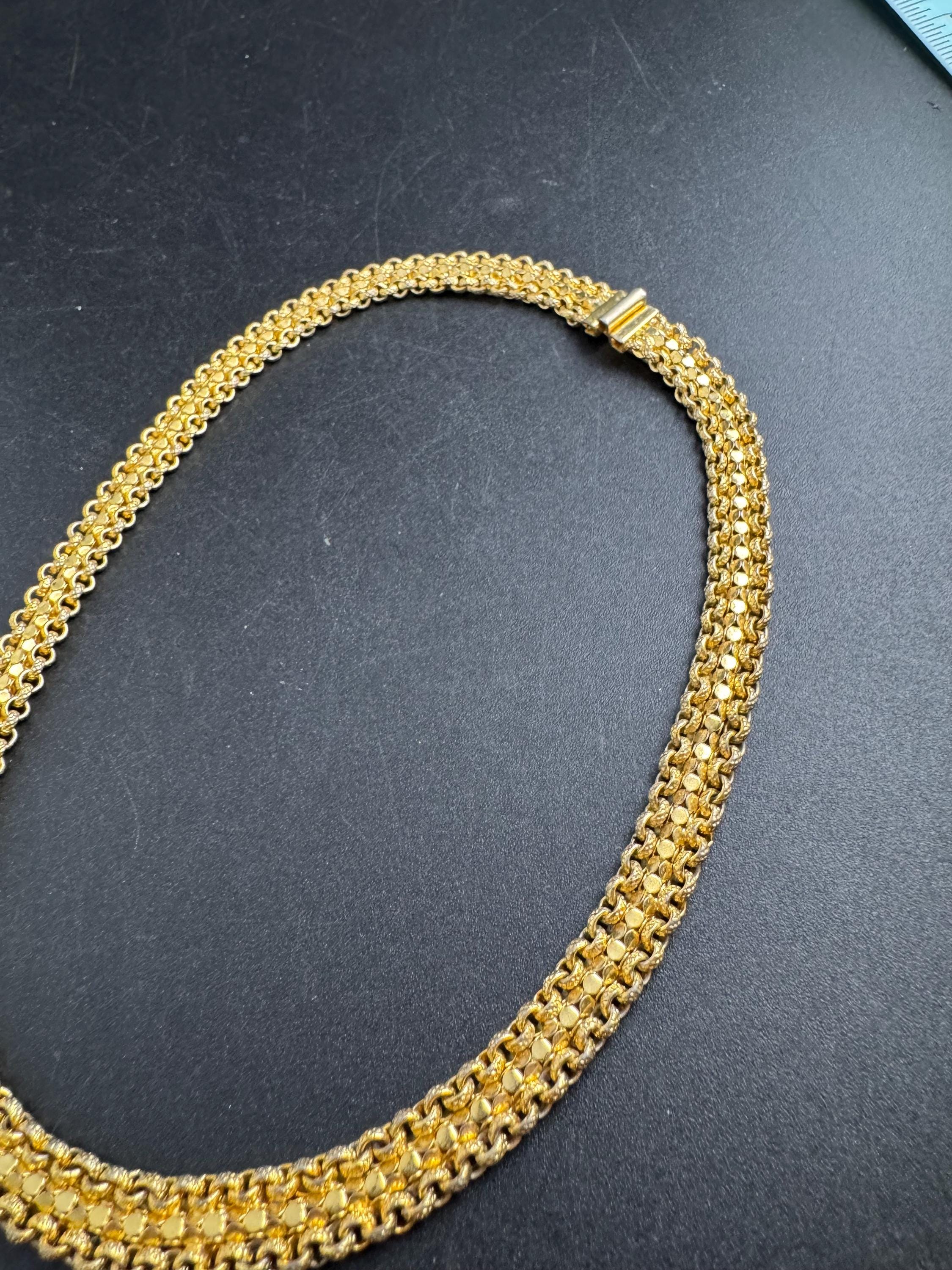 Vintage gold Mesh Choker, woven Necklace