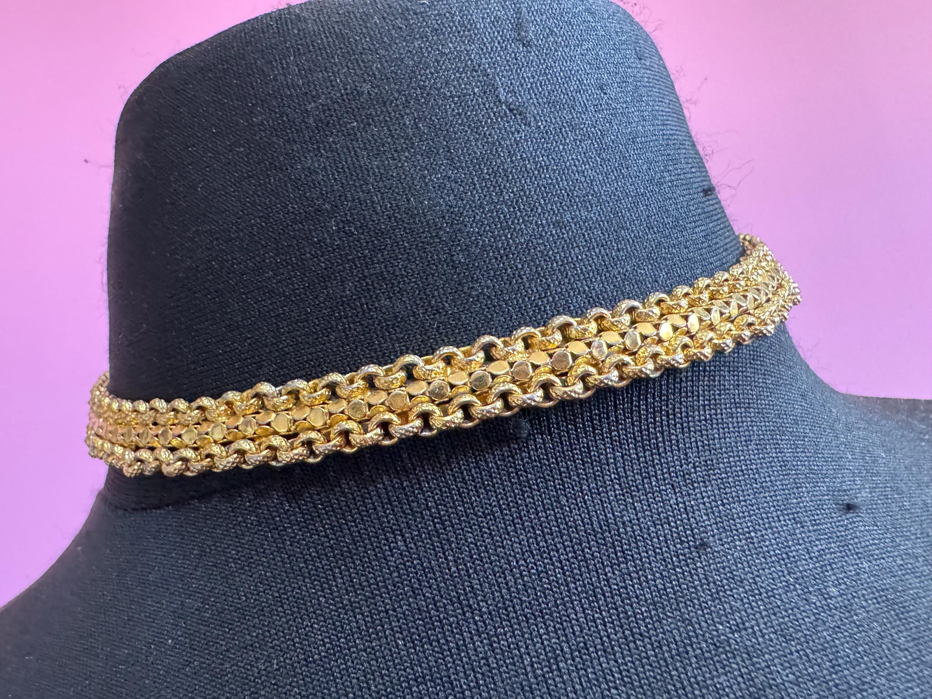 Vintage gold Mesh Choker, woven Necklace