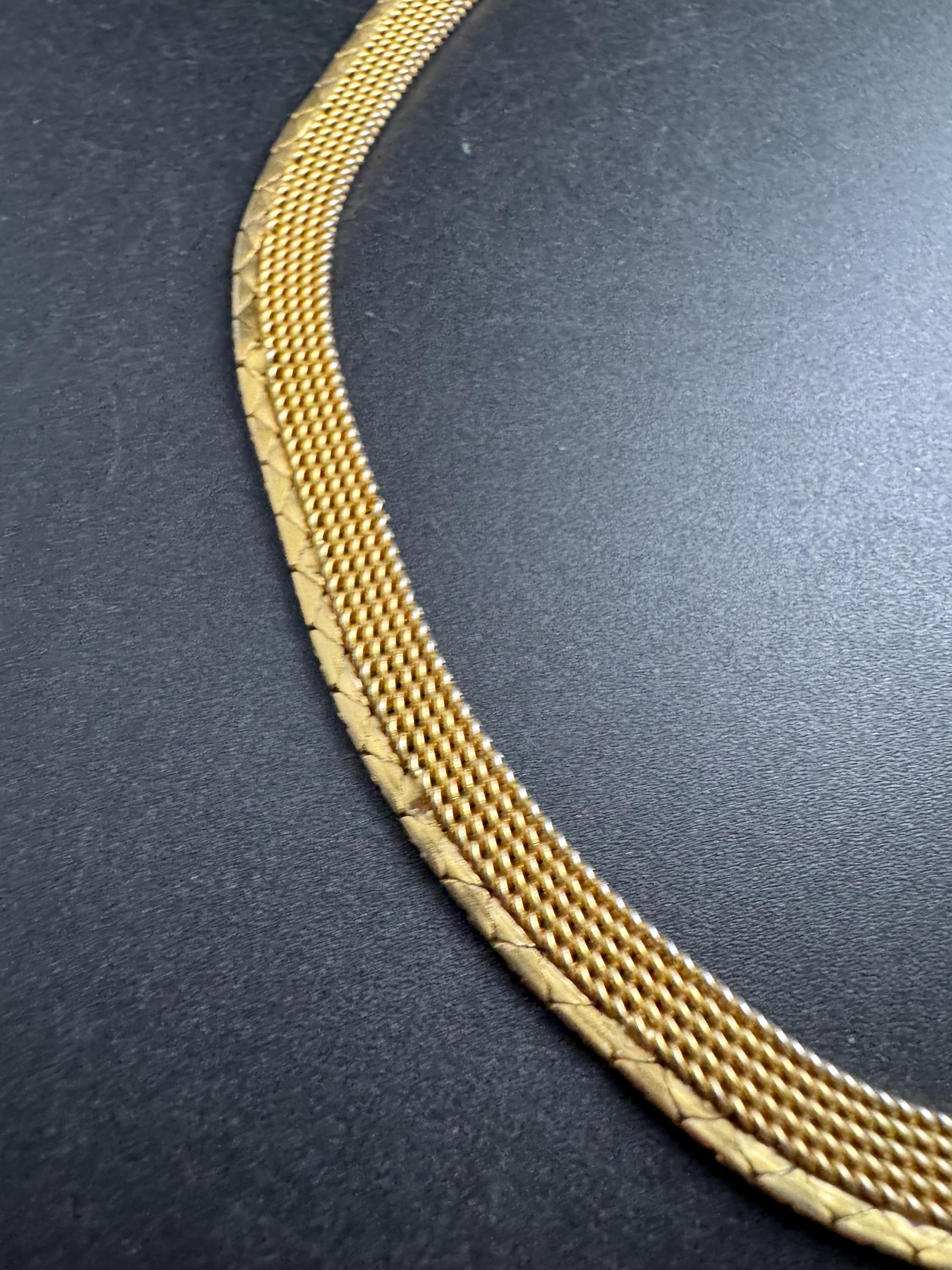 Wide gold mesh choker, vintage necklace 1970s
