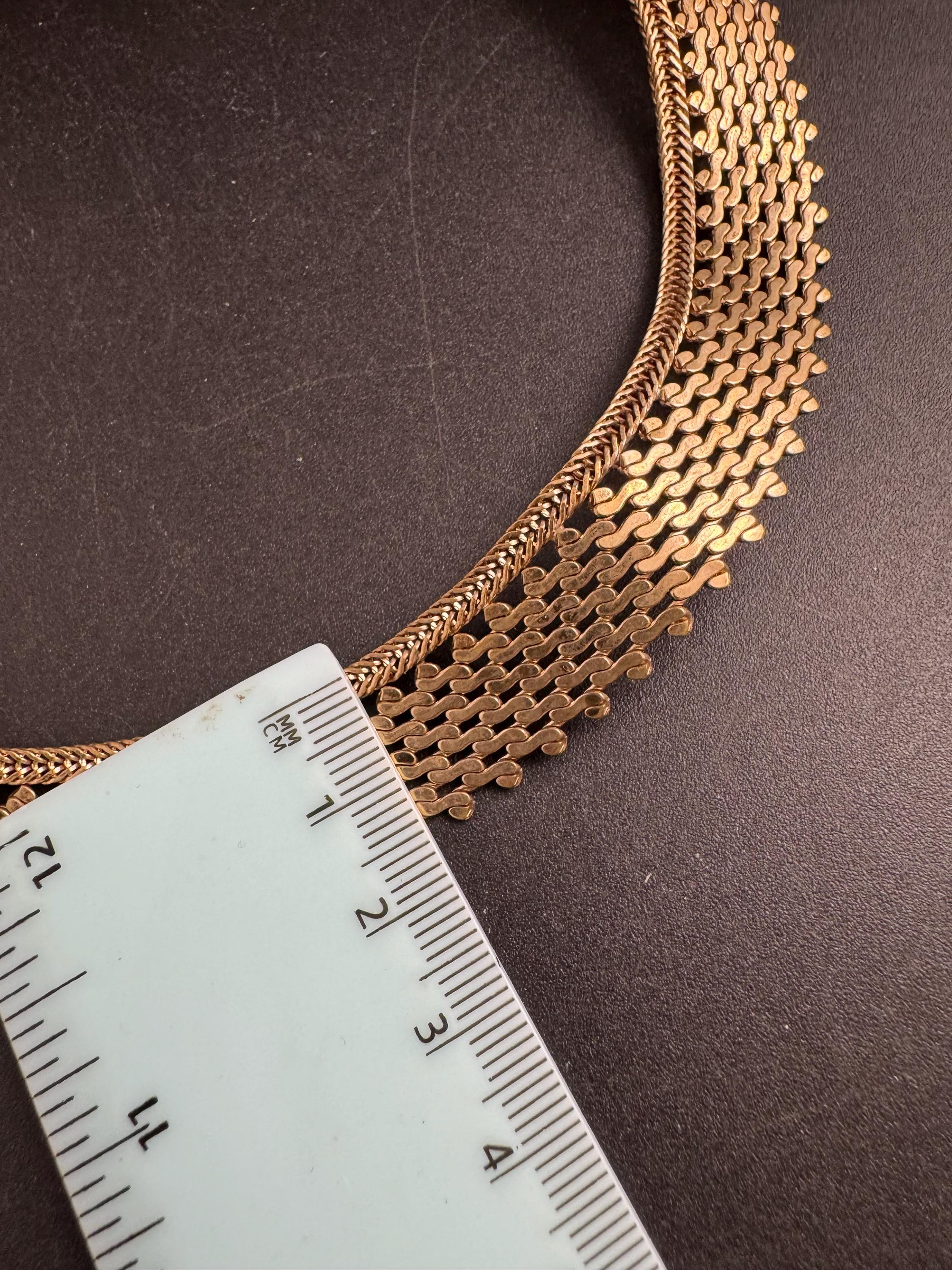 Wide gold mesh choker, vintage necklace 1970s