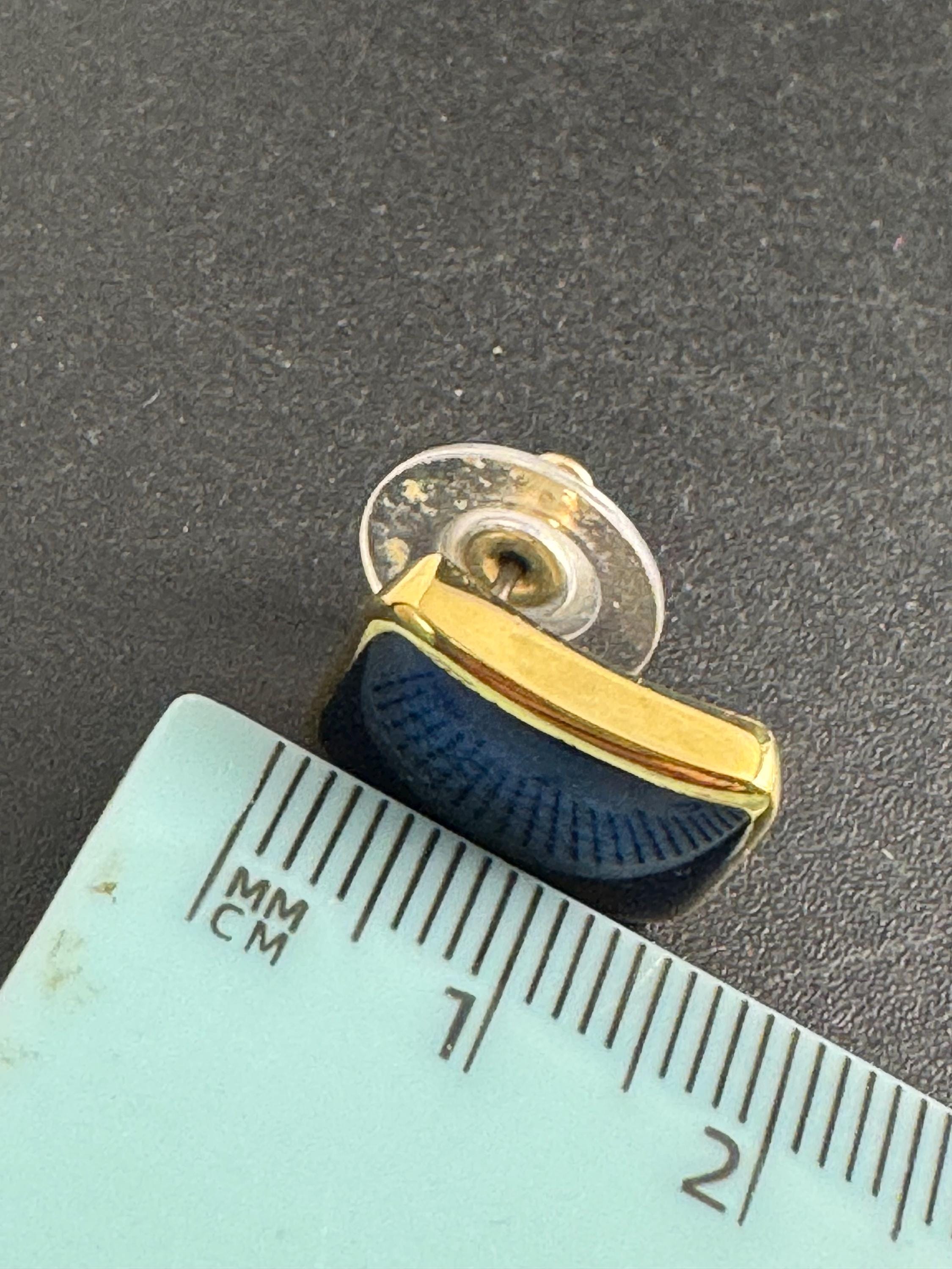 Ciro blue enamel stud clip on earrings, gold tone signed