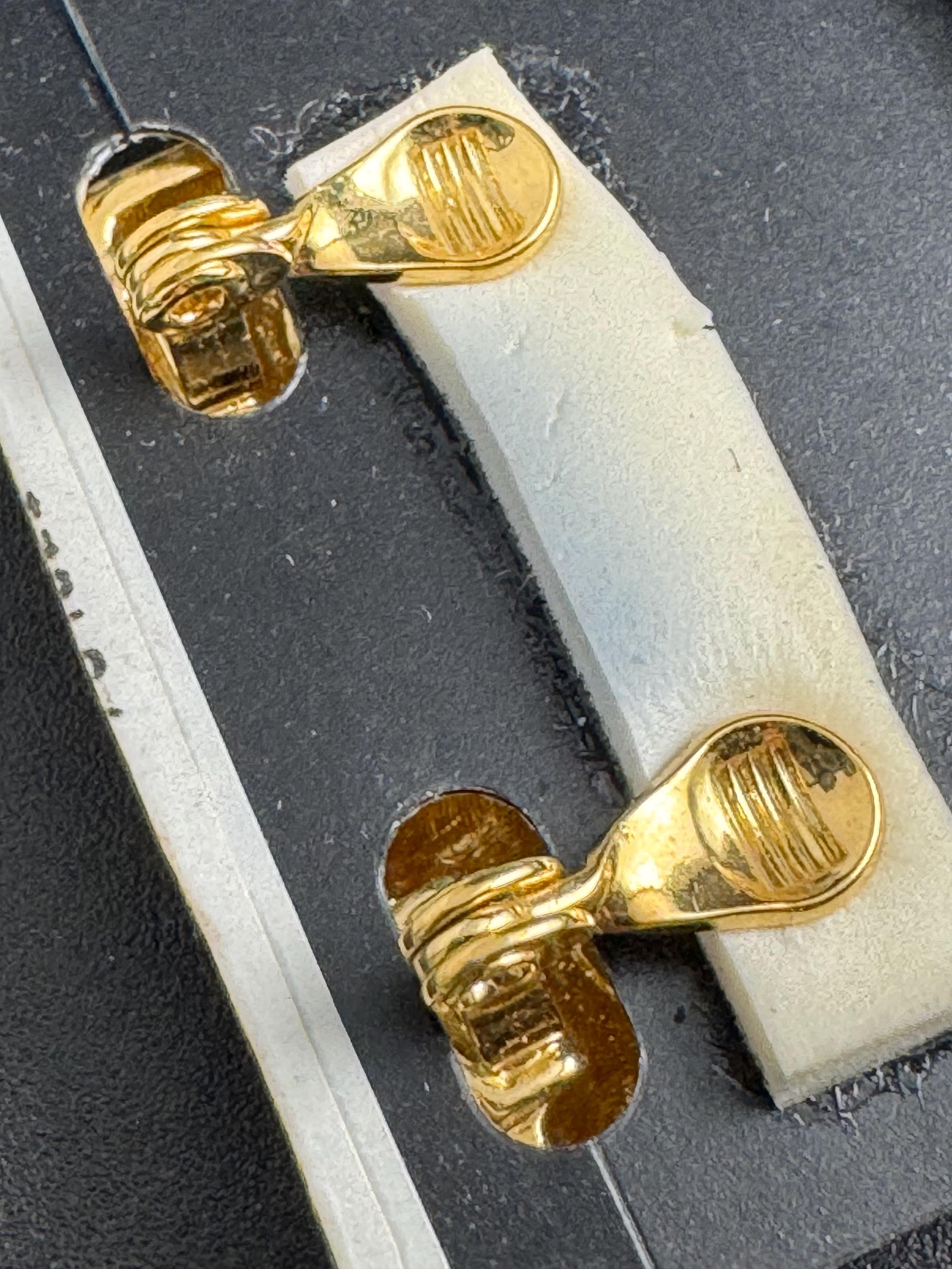 Napier square clip on stud earrings, Vintage 1980s gold plated