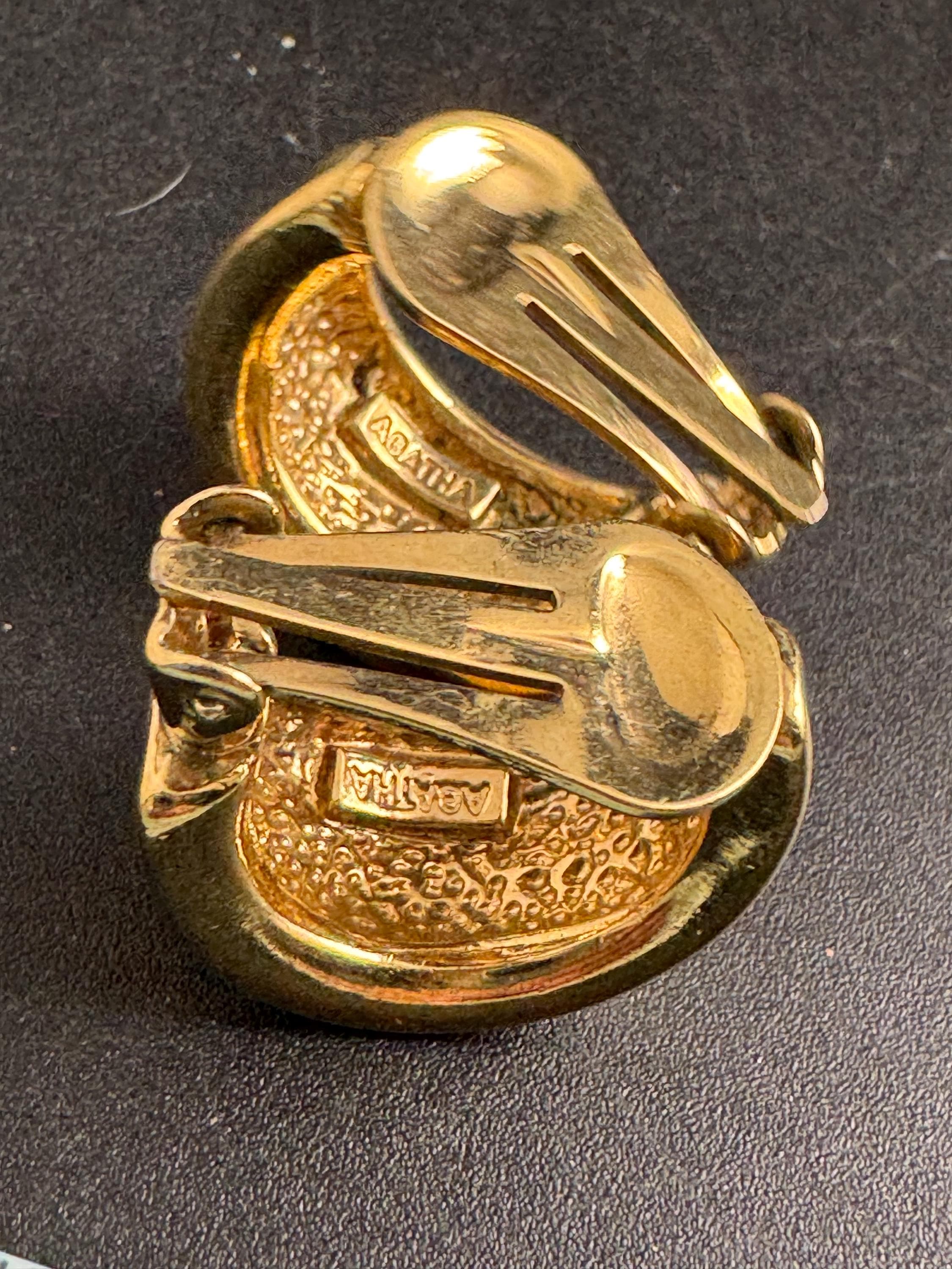 AGATHA PARIS gold hoop clip on earrings, vintage french designer ear clips