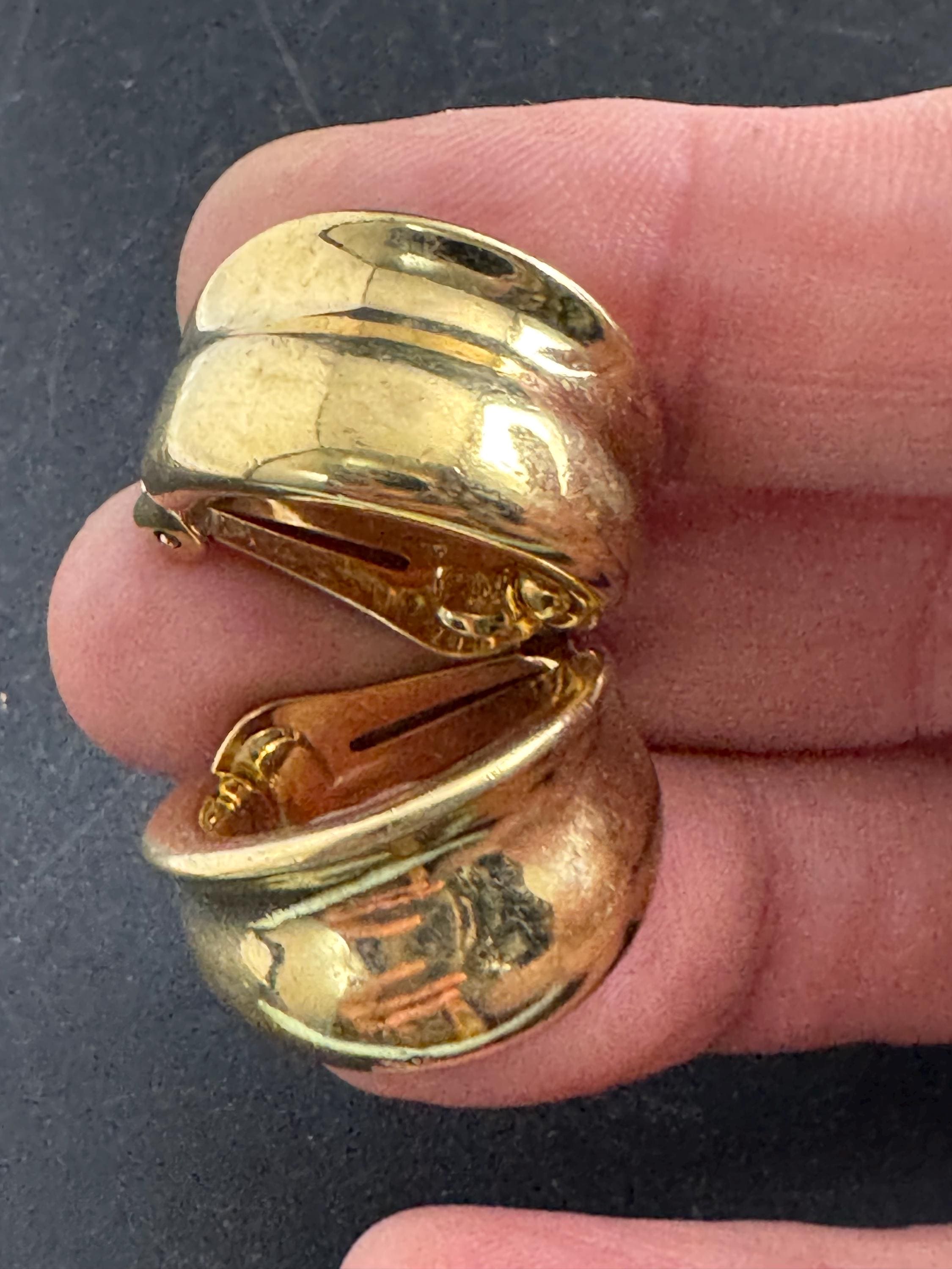 AGATHA PARIS gold hoop clip on earrings, vintage french designer ear clips