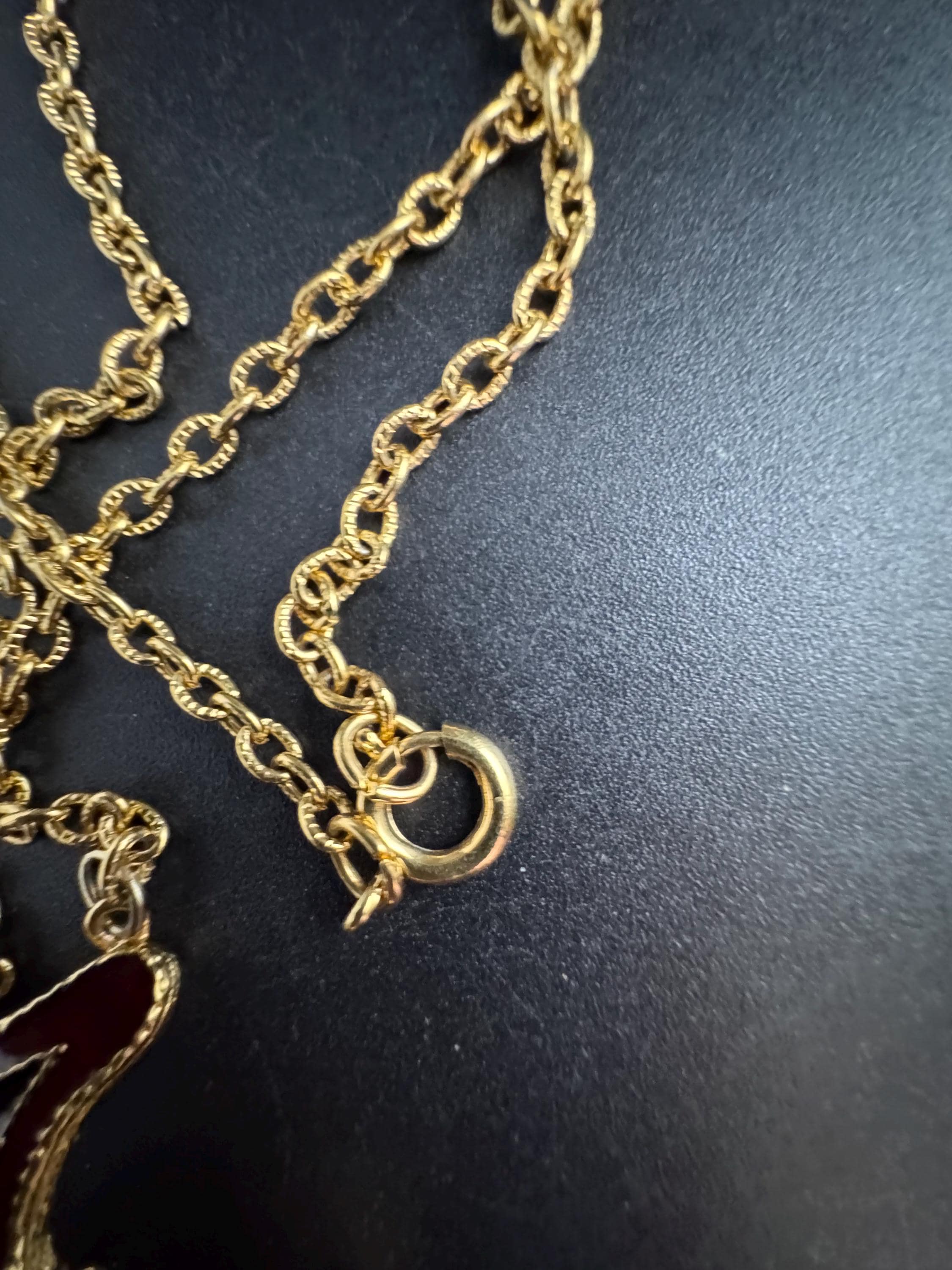 Signed AVON Red Black pendant, enamelled necklace