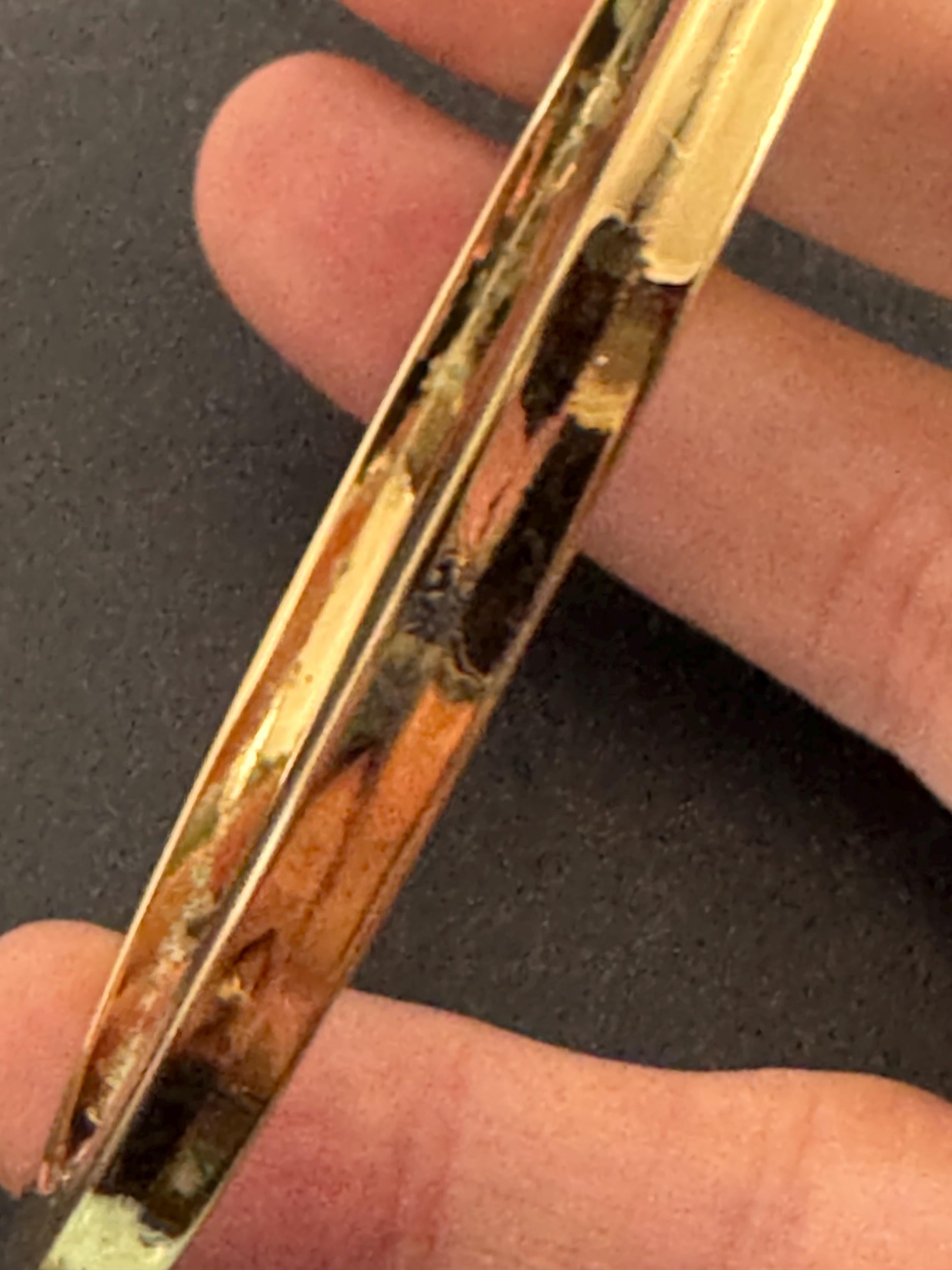 Grosse gold plated slim bangle dated 1971 , 1970s designer bracelet signed jewellery