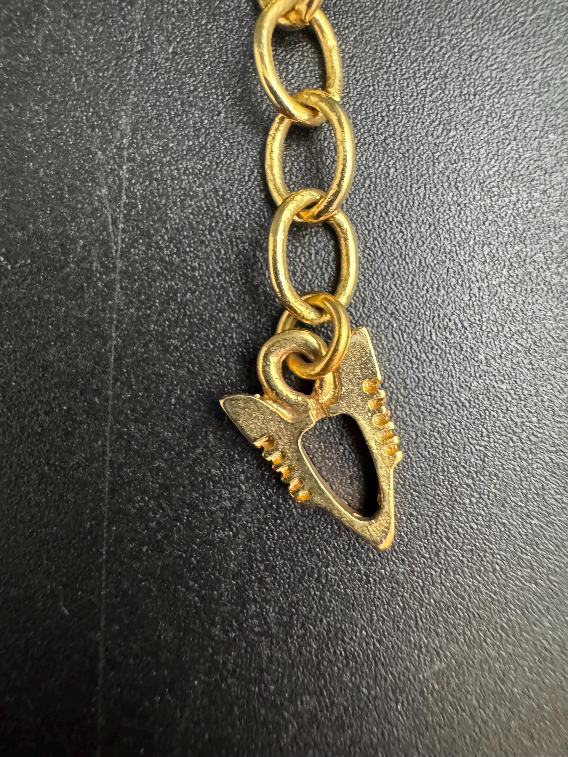 Murano glass brown disc pendant, Vintage signed gold black