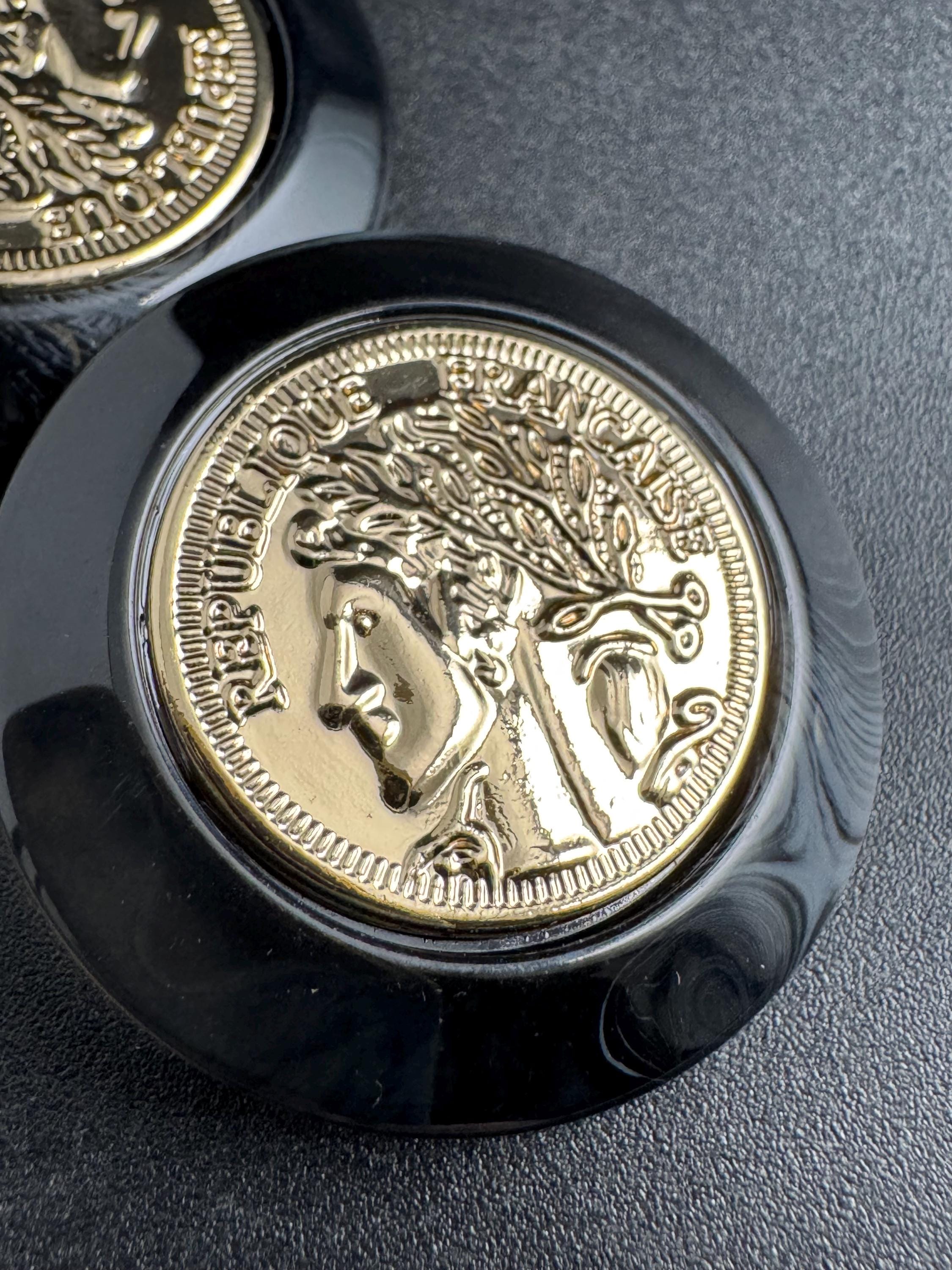 Gold Coin Tortoiseshell Acrylic Buttons, Sizes 21-34mm