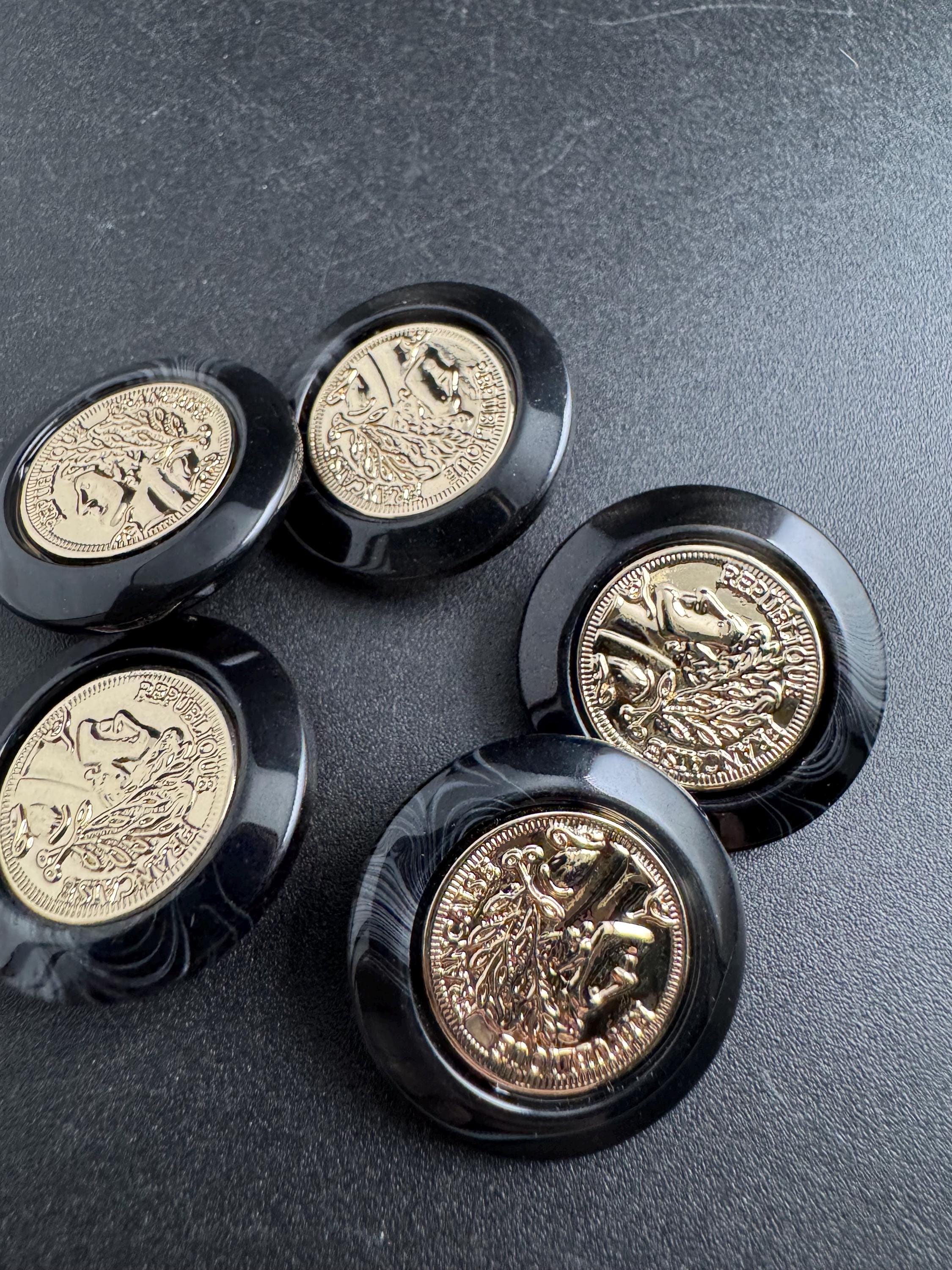 Gold Coin Tortoiseshell Acrylic Buttons, Sizes 21-34mm