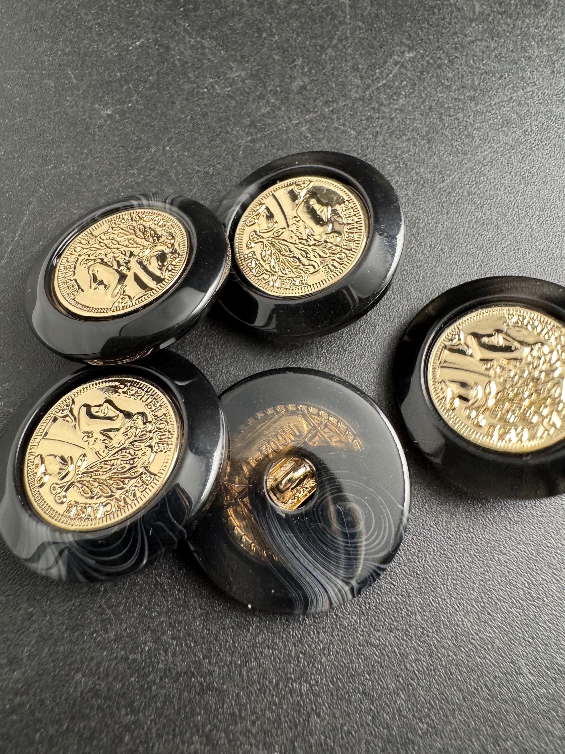 Gold Coin Tortoiseshell Acrylic Buttons, Sizes 21-34mm
