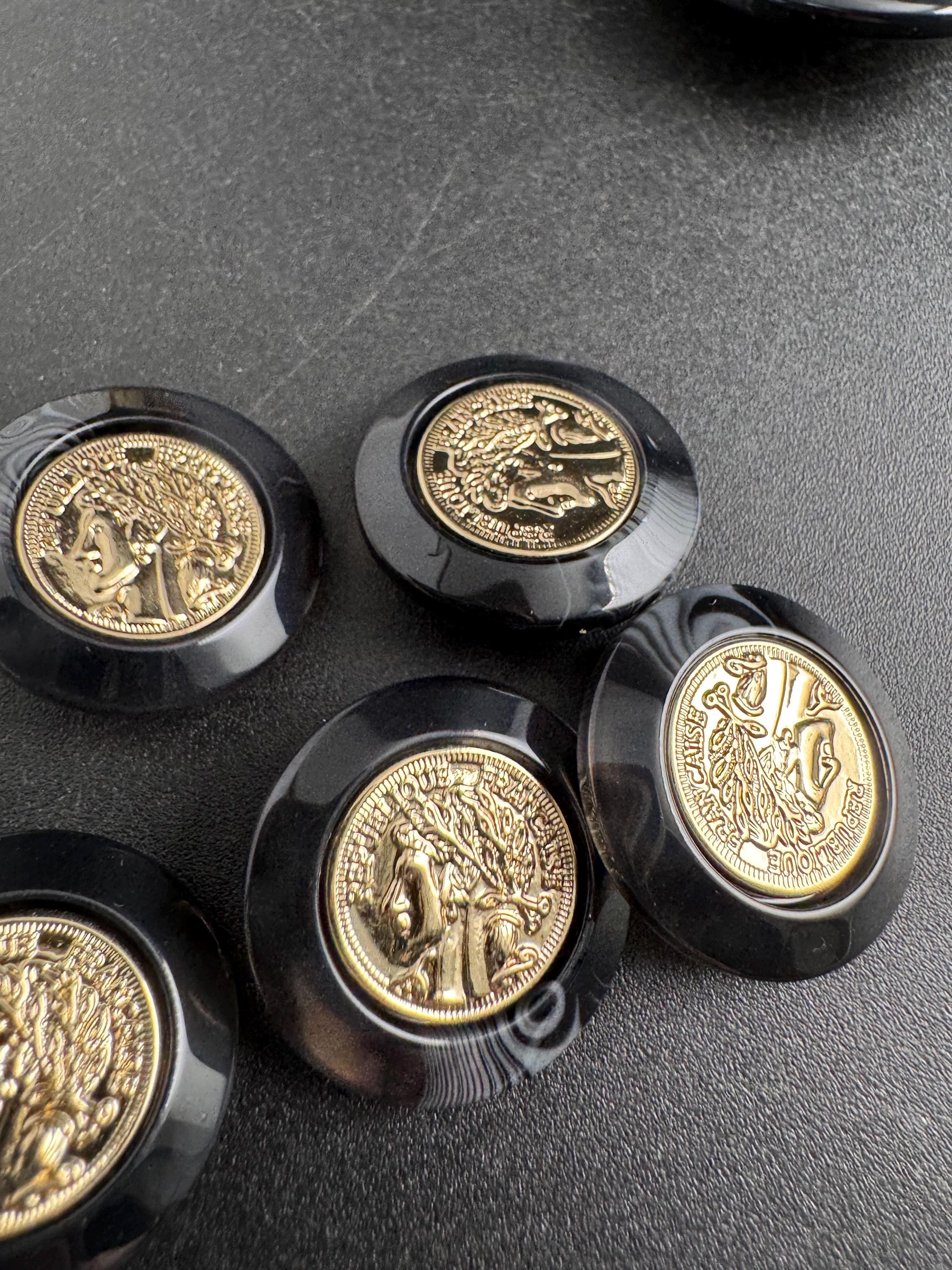 Gold Coin Tortoiseshell Acrylic Buttons, Sizes 21-34mm