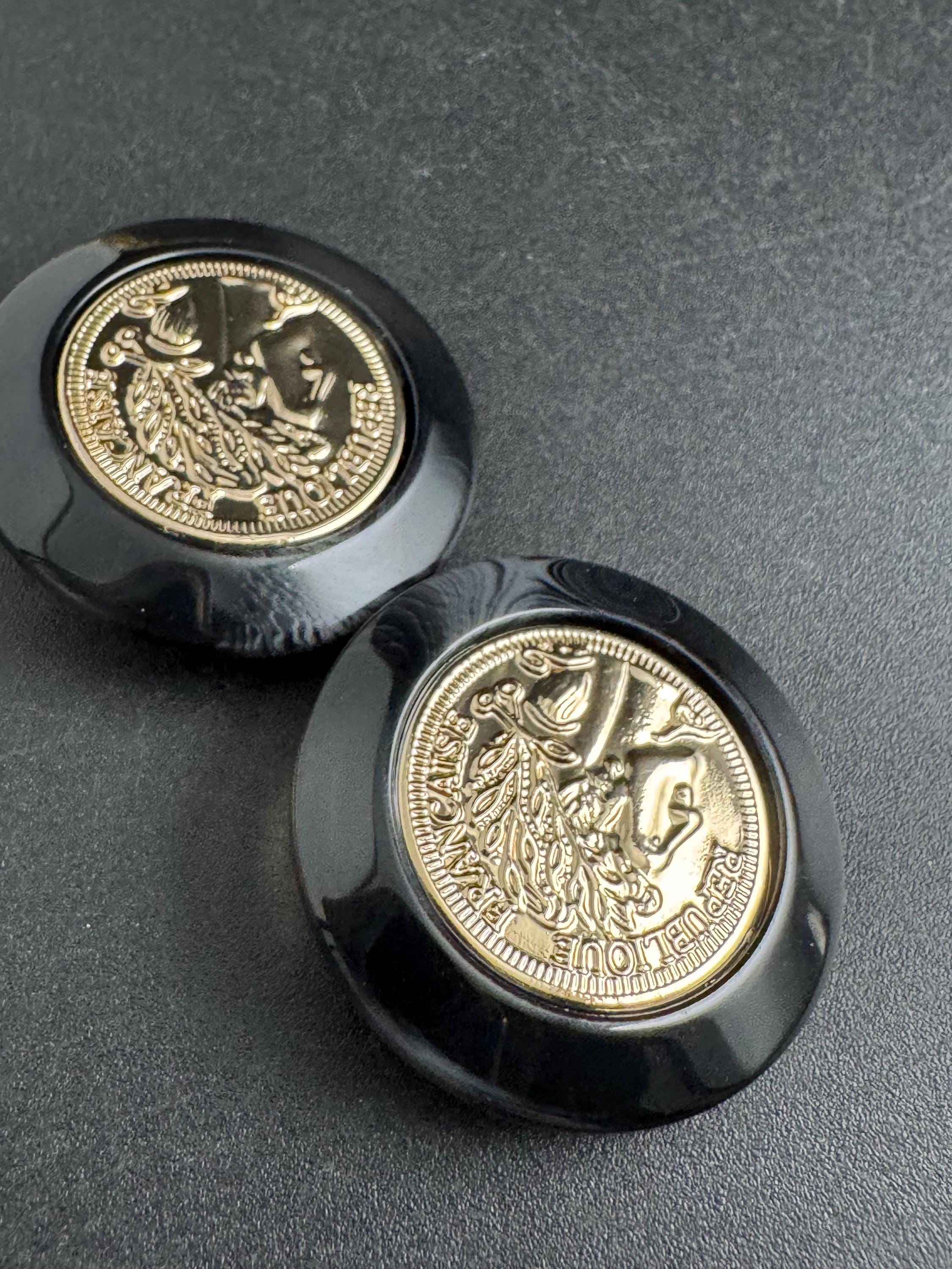 Gold Coin Tortoiseshell Acrylic Buttons, Sizes 21-34mm