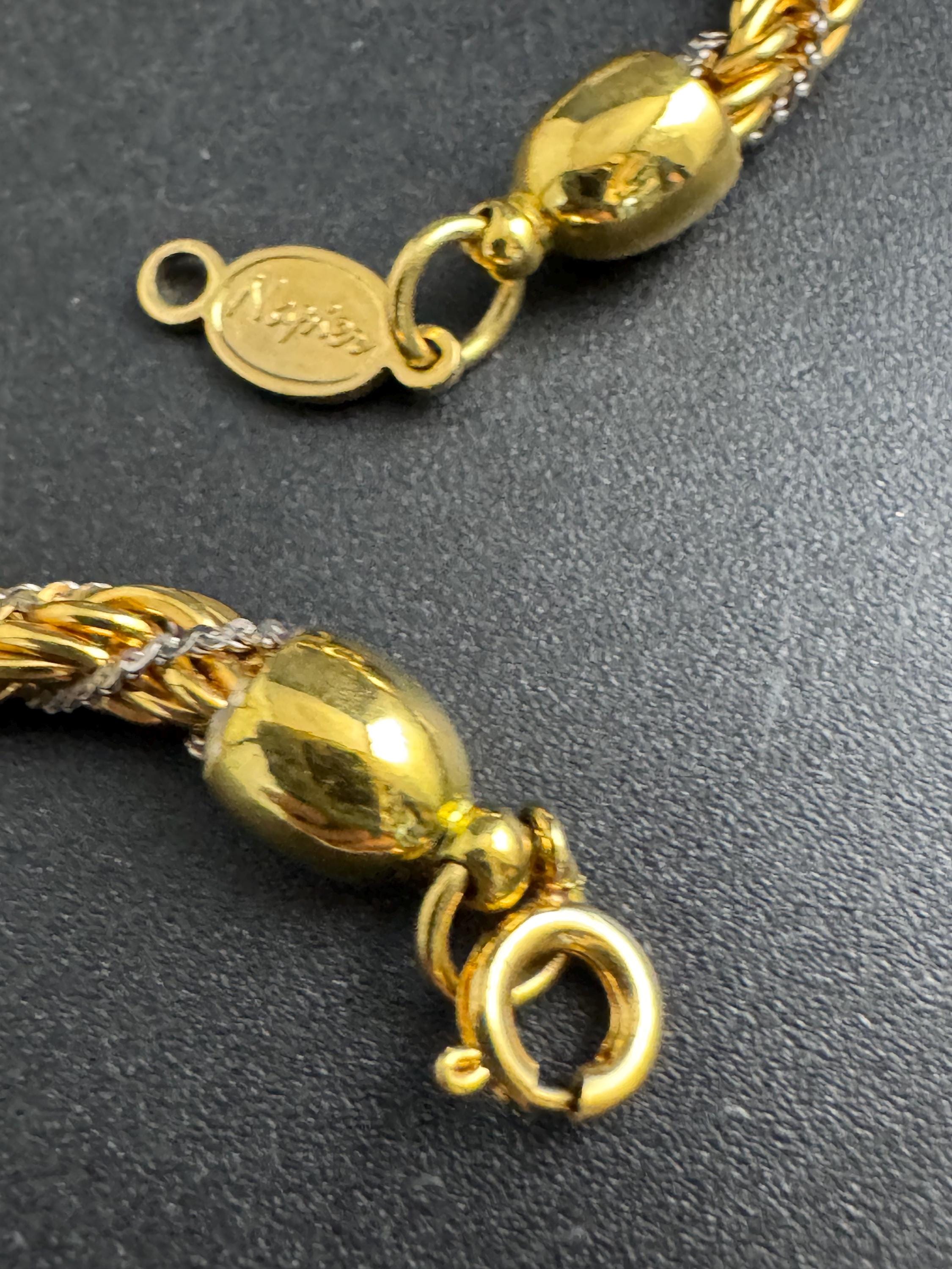 NAPIER rope chain bracelet , signed mixed metals gold and silver vintage