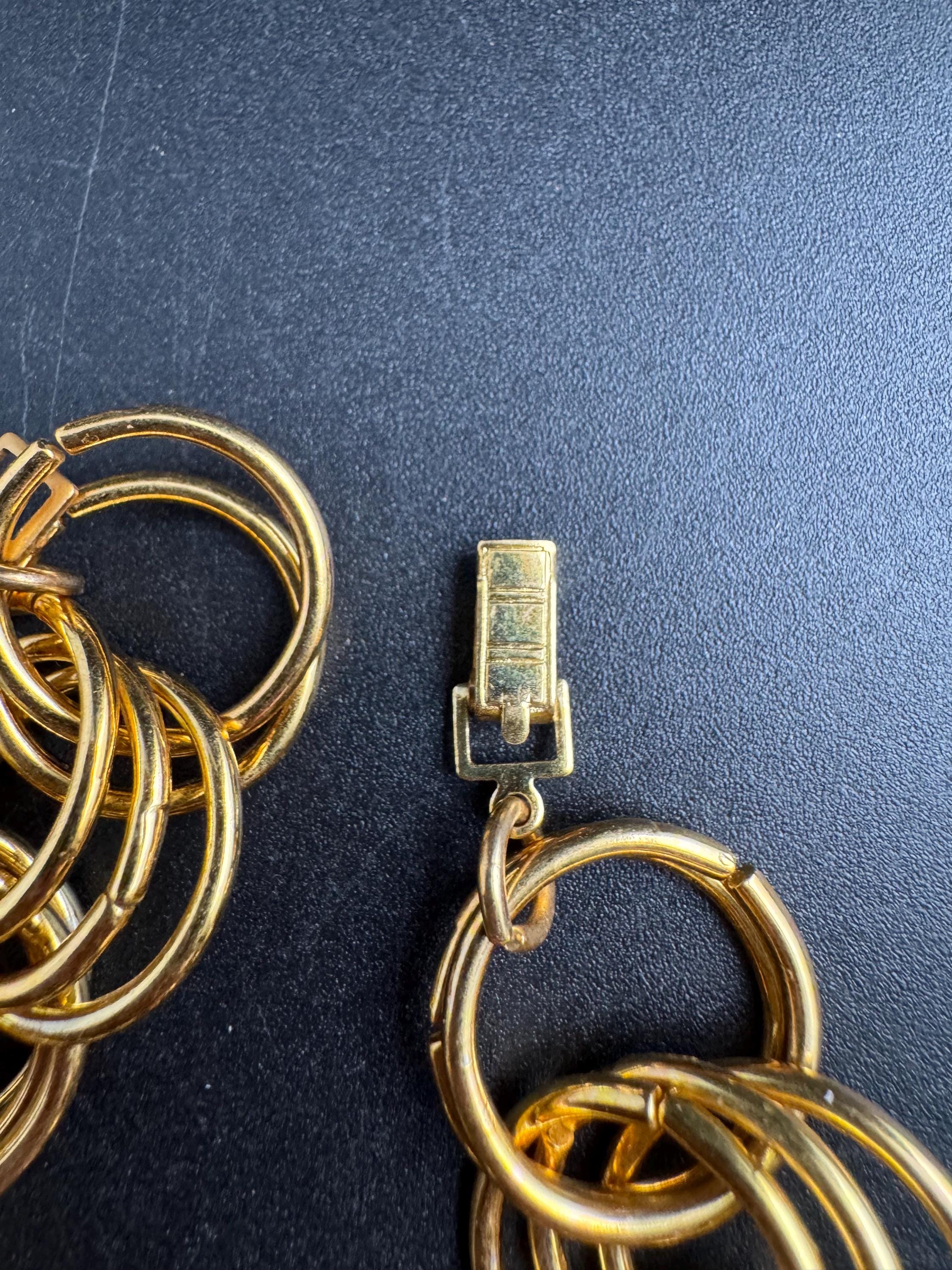 Wide gold curb chain link bracelet , vintage unused 80s