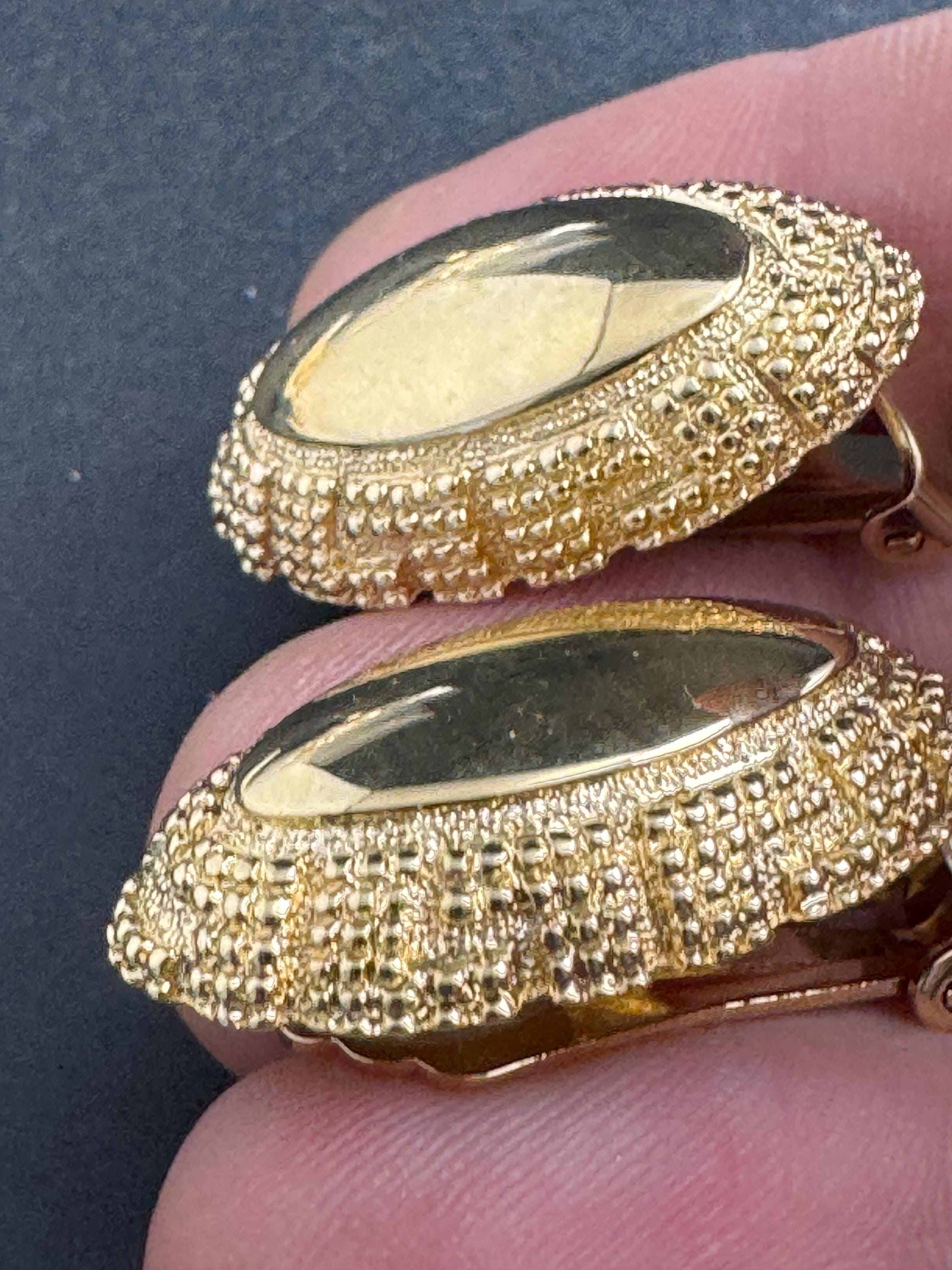 Grosse gold plated clip on earrings, unused vintage stock designer and fully signed