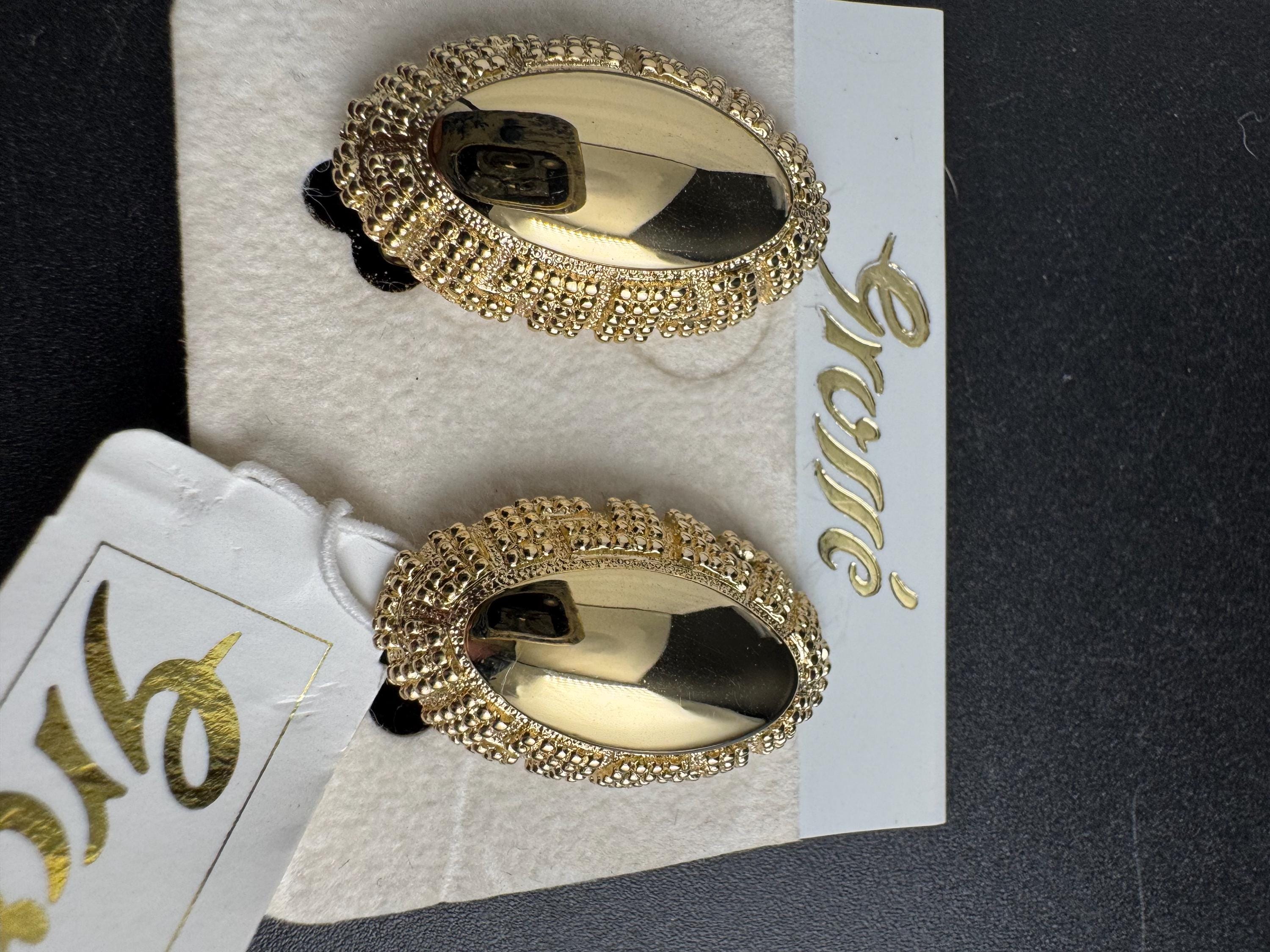 Grosse gold plated clip on earrings, unused vintage stock designer and fully signed