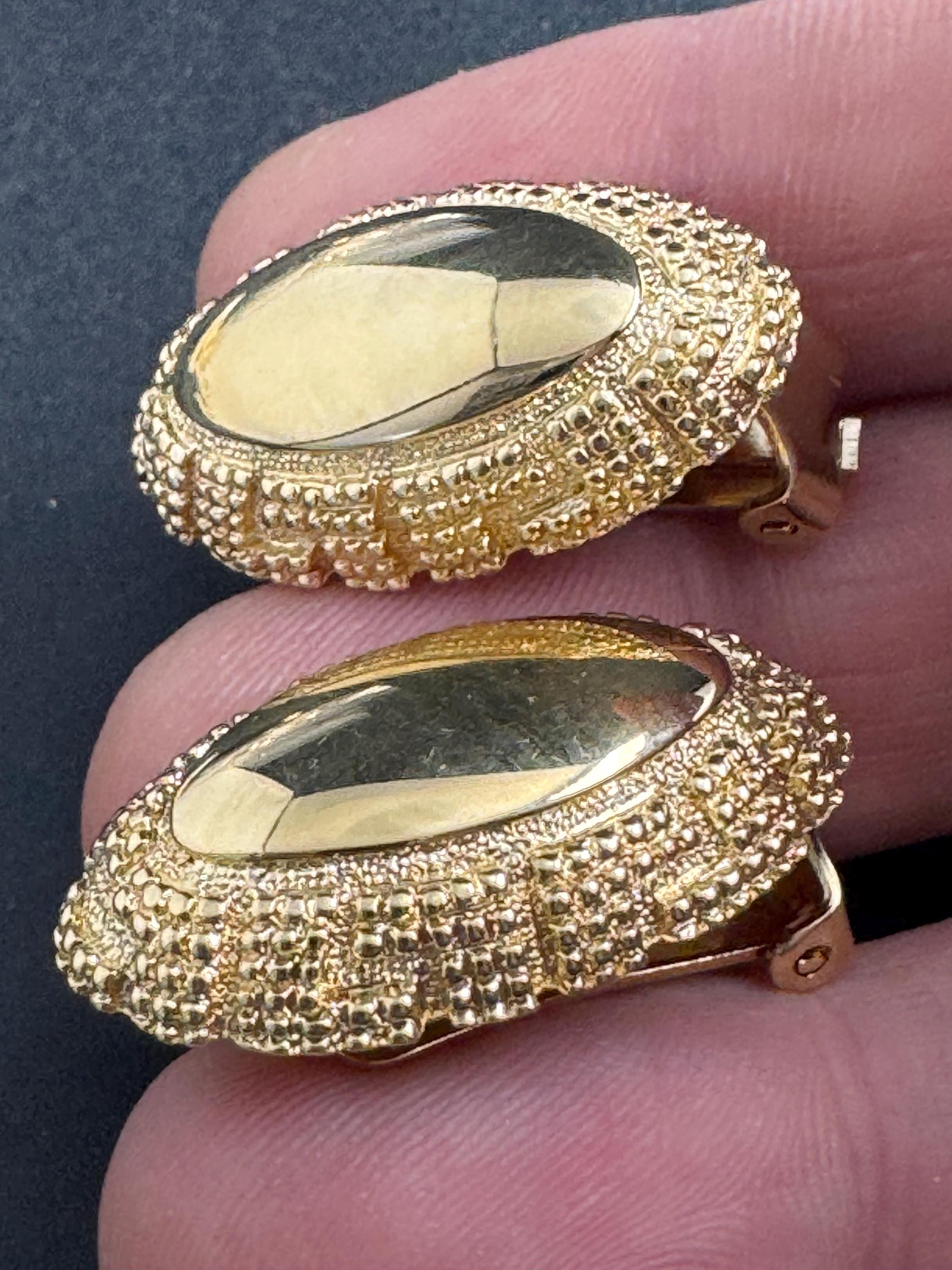 Grosse gold plated clip on earrings, unused vintage stock designer and fully signed