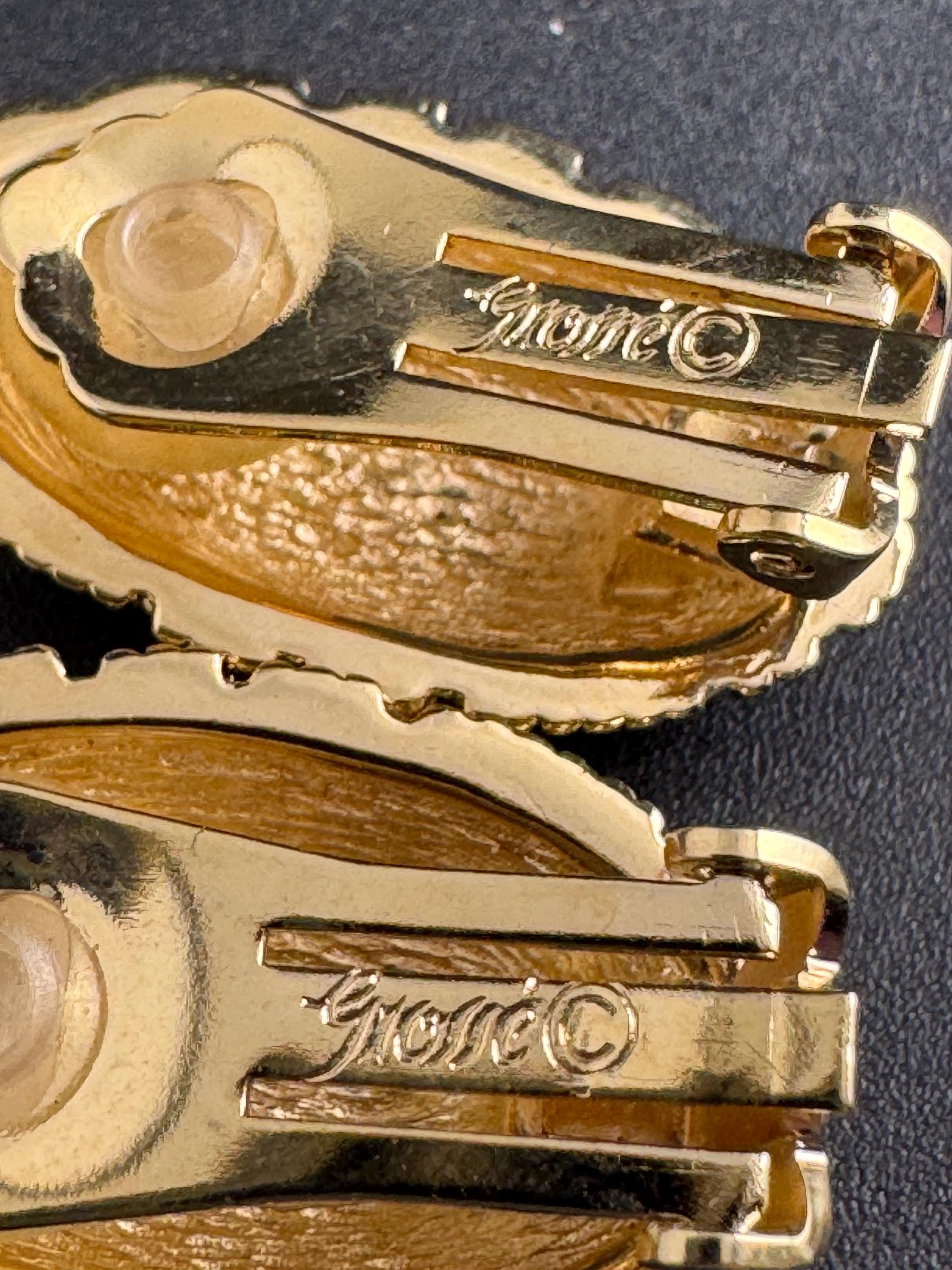 Grosse gold plated clip on earrings, unused vintage stock designer and fully signed