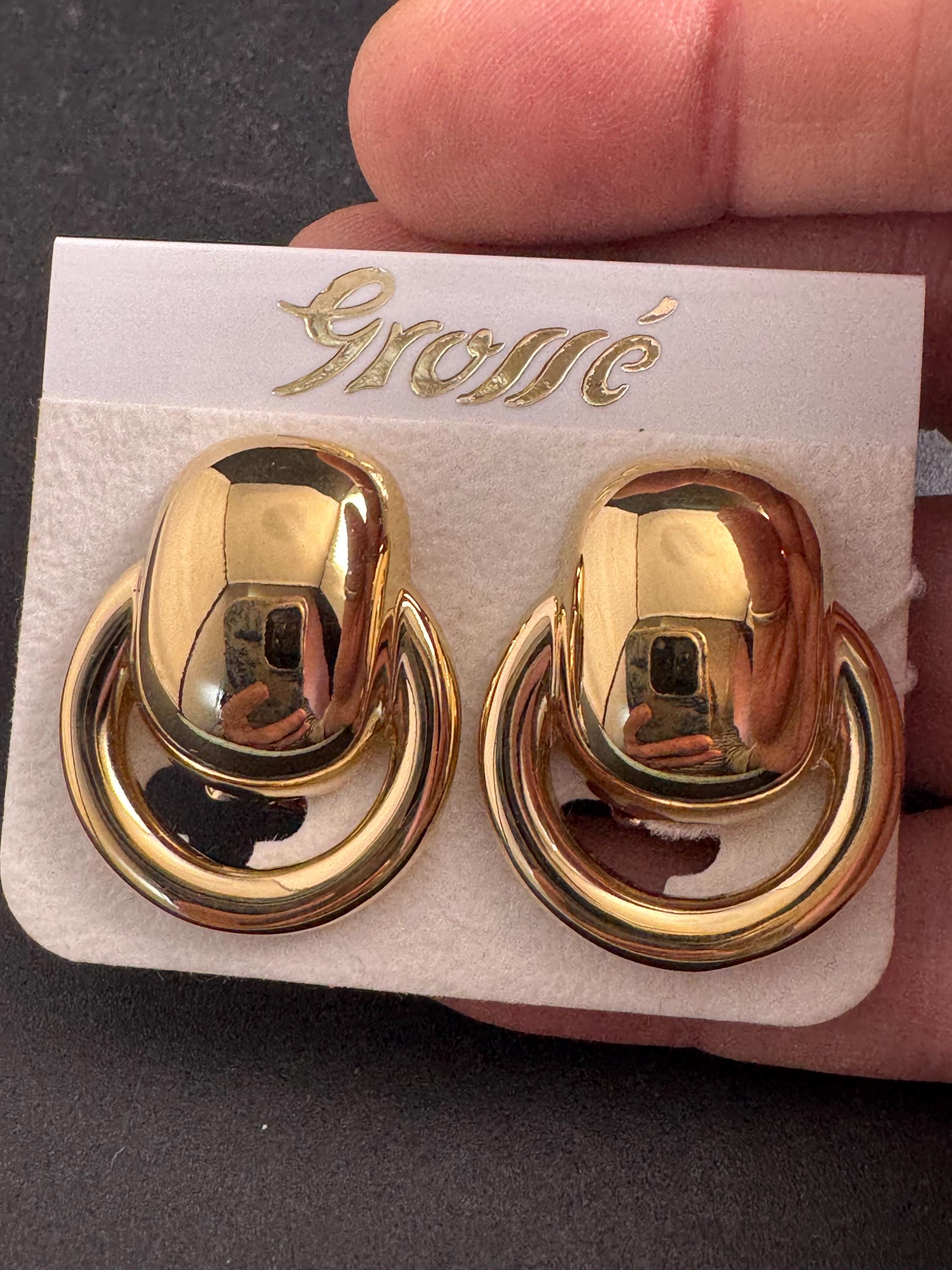 Grosse Gold Plated Door Knocker Clip-On Earrings, Unused Vintage Stock
