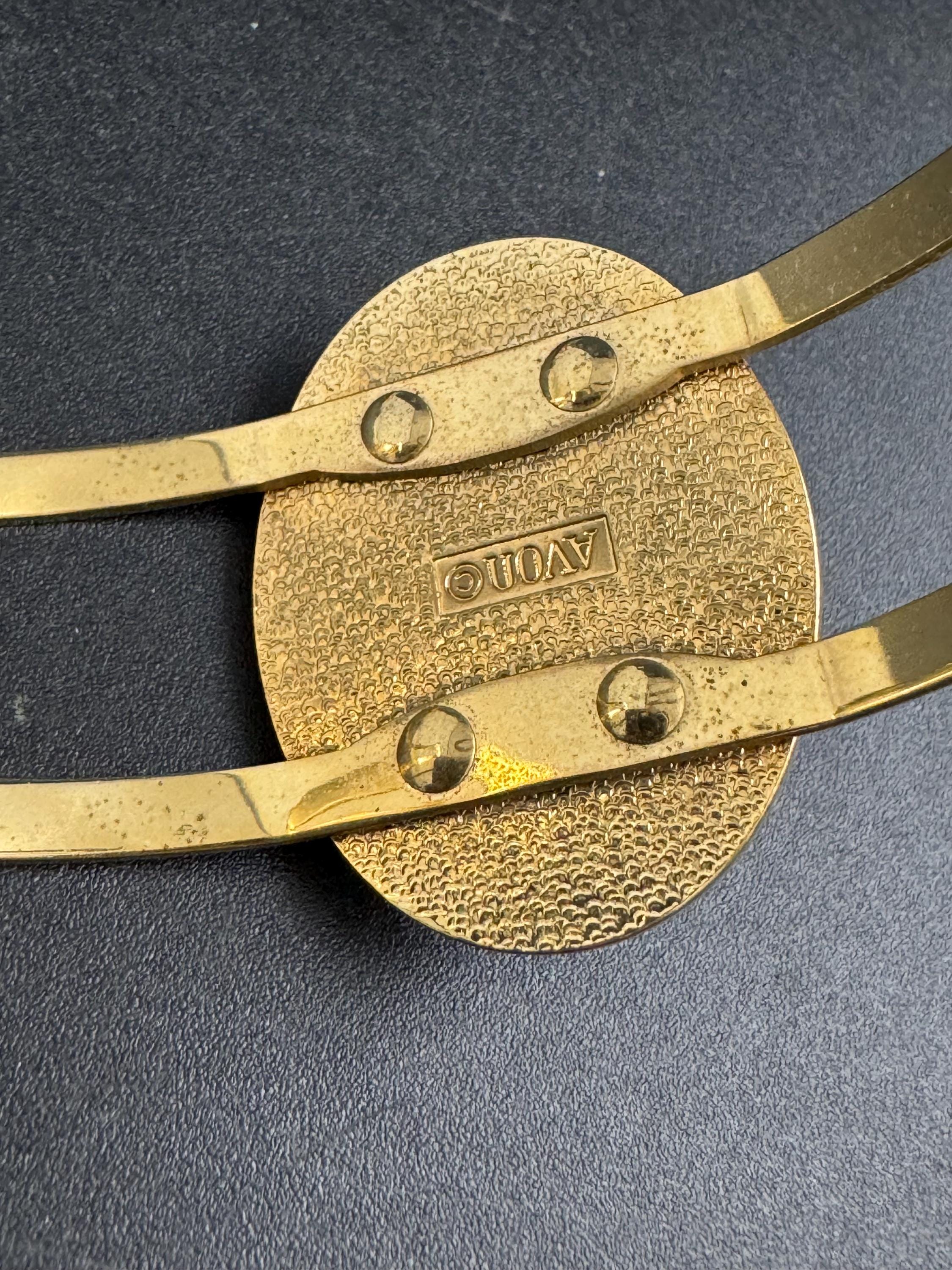 Avon white cabochon open bangle, vintage acrylic and signed