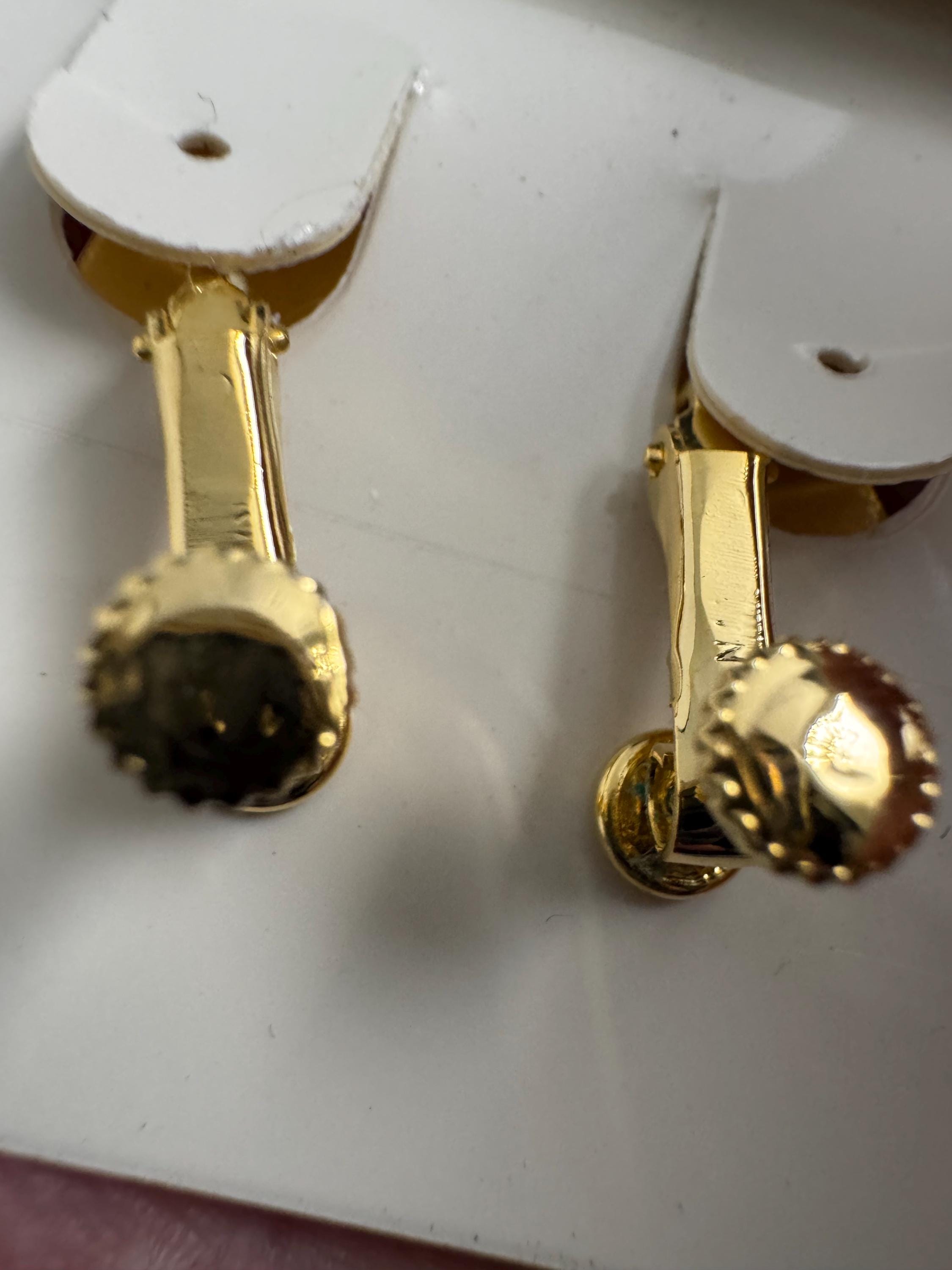 NAPIER triangular clip on earrings, vintage signed 80s geometric gold plated