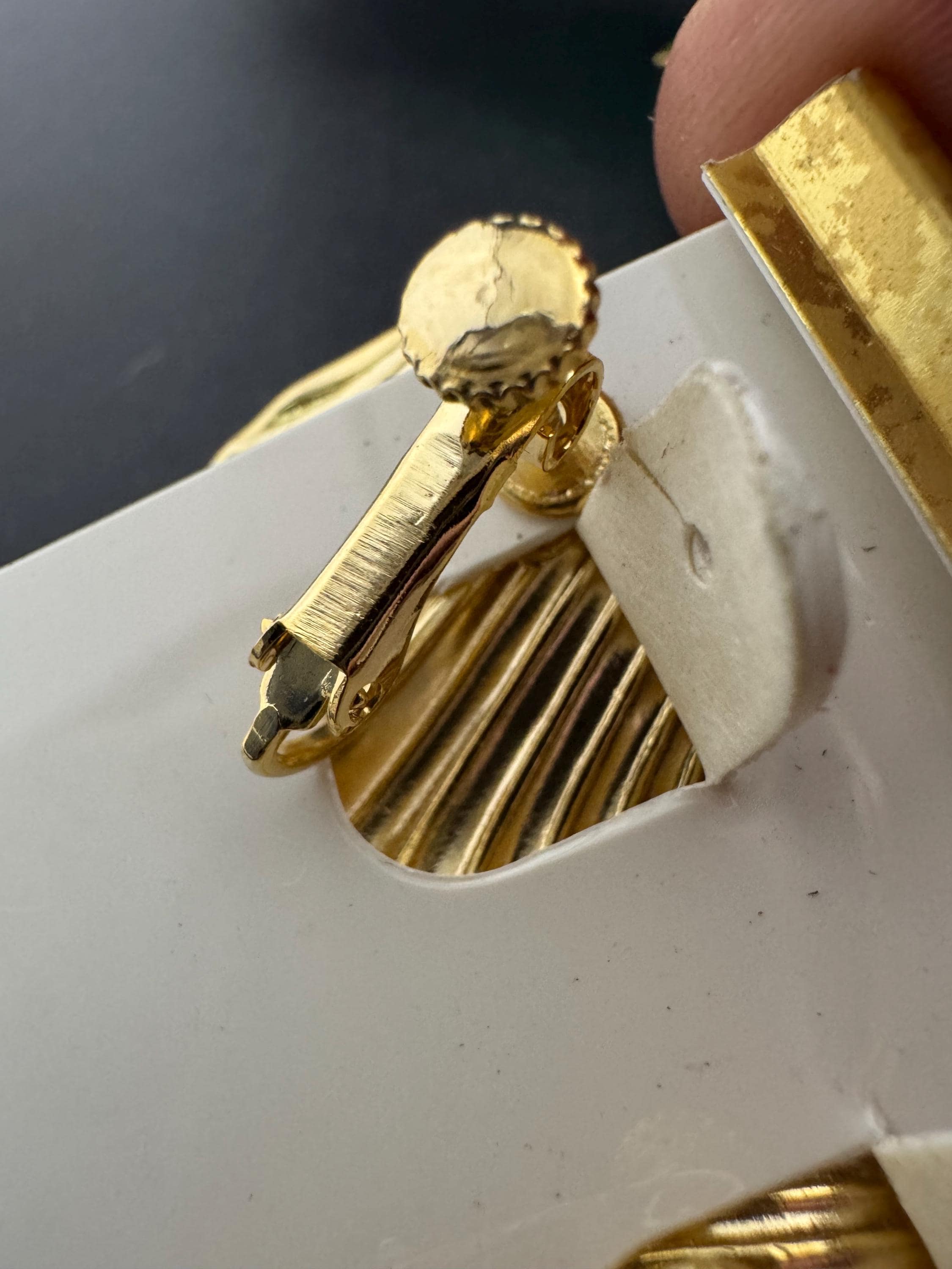 NAPIER pearl clip on earrings, vintage signed 80s seashell gold plated, designer summer jewellery