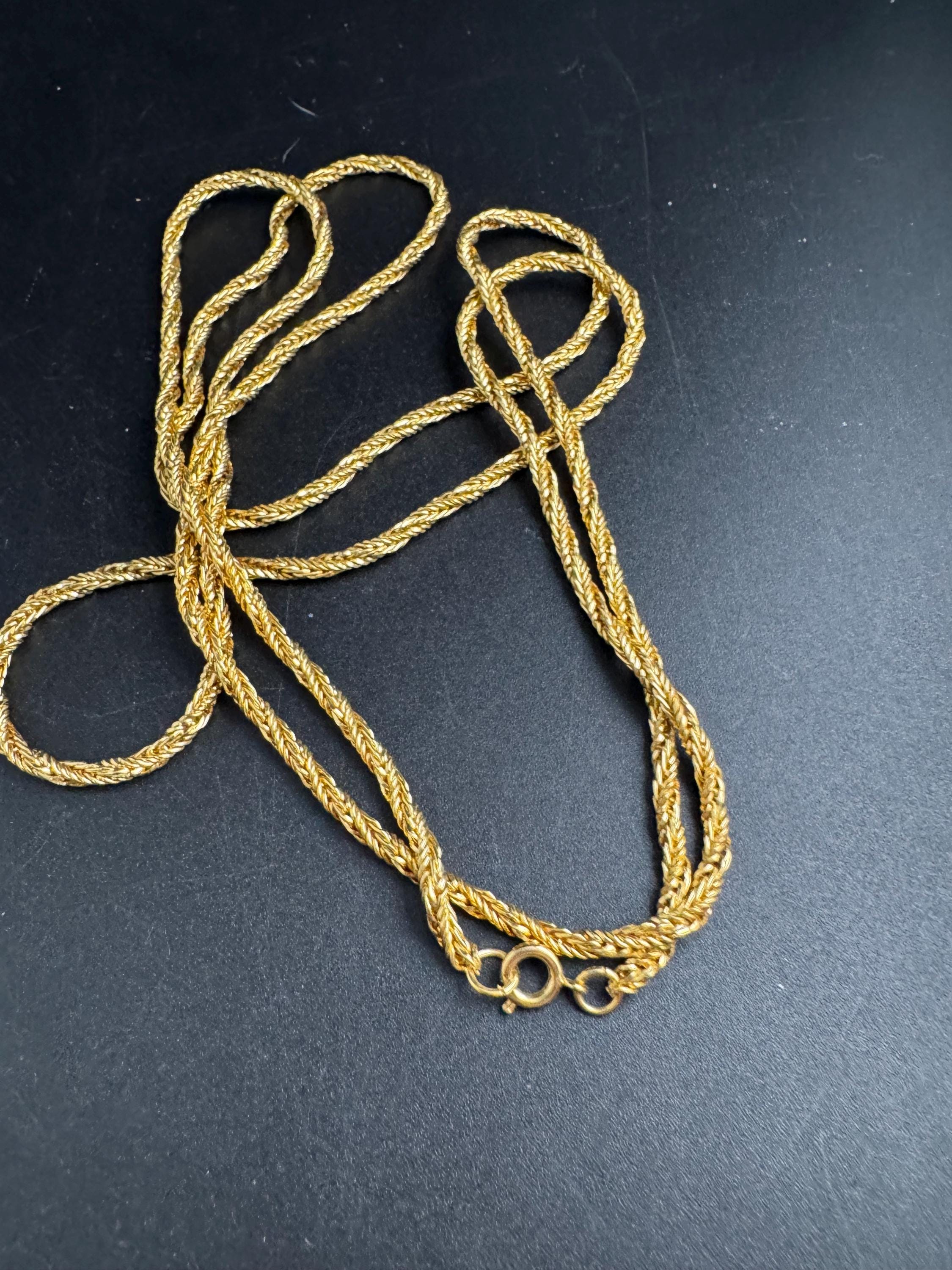 Long gold plated Rope Chain, 37 inch 122cm vintage necklace