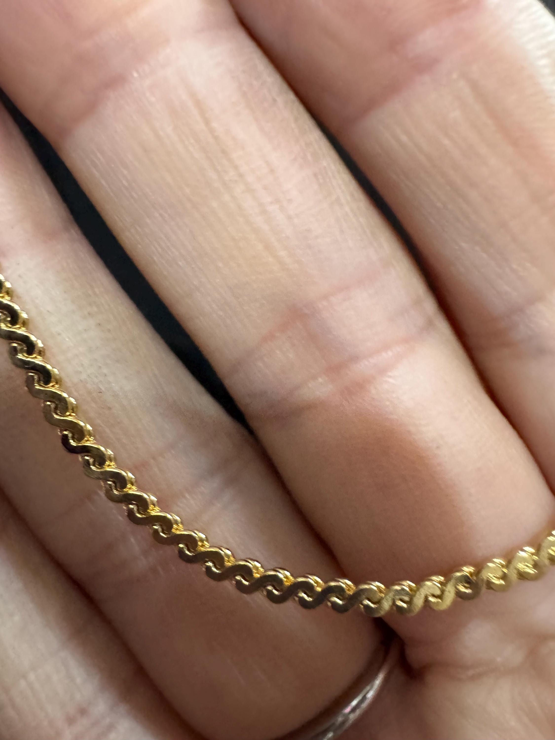Long gold plated serpentine Chain, 37 inch 122cm vintage necklace