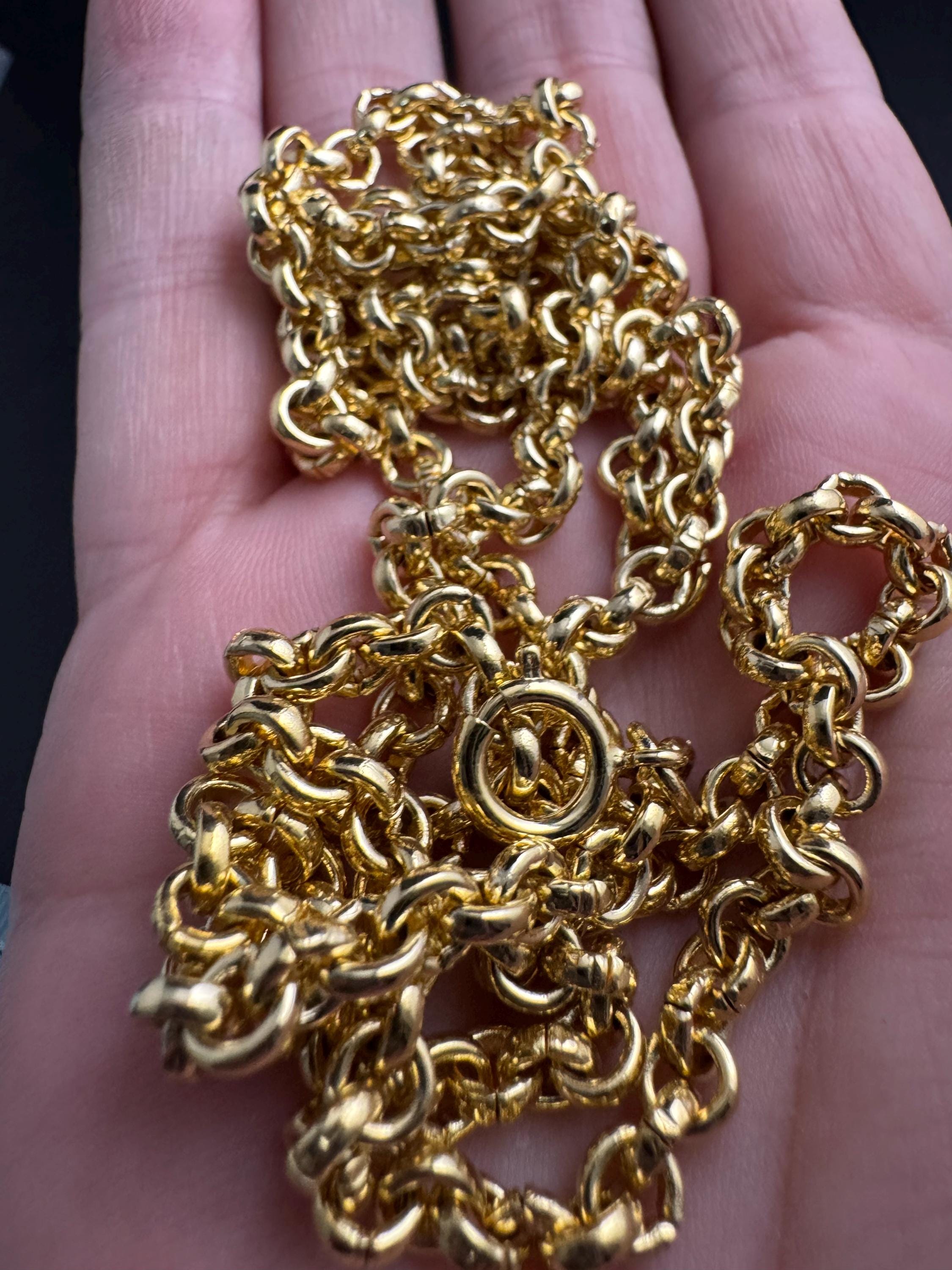 Long rolo gold belcher Chain, 23.5 inch 78cm vintage necklace