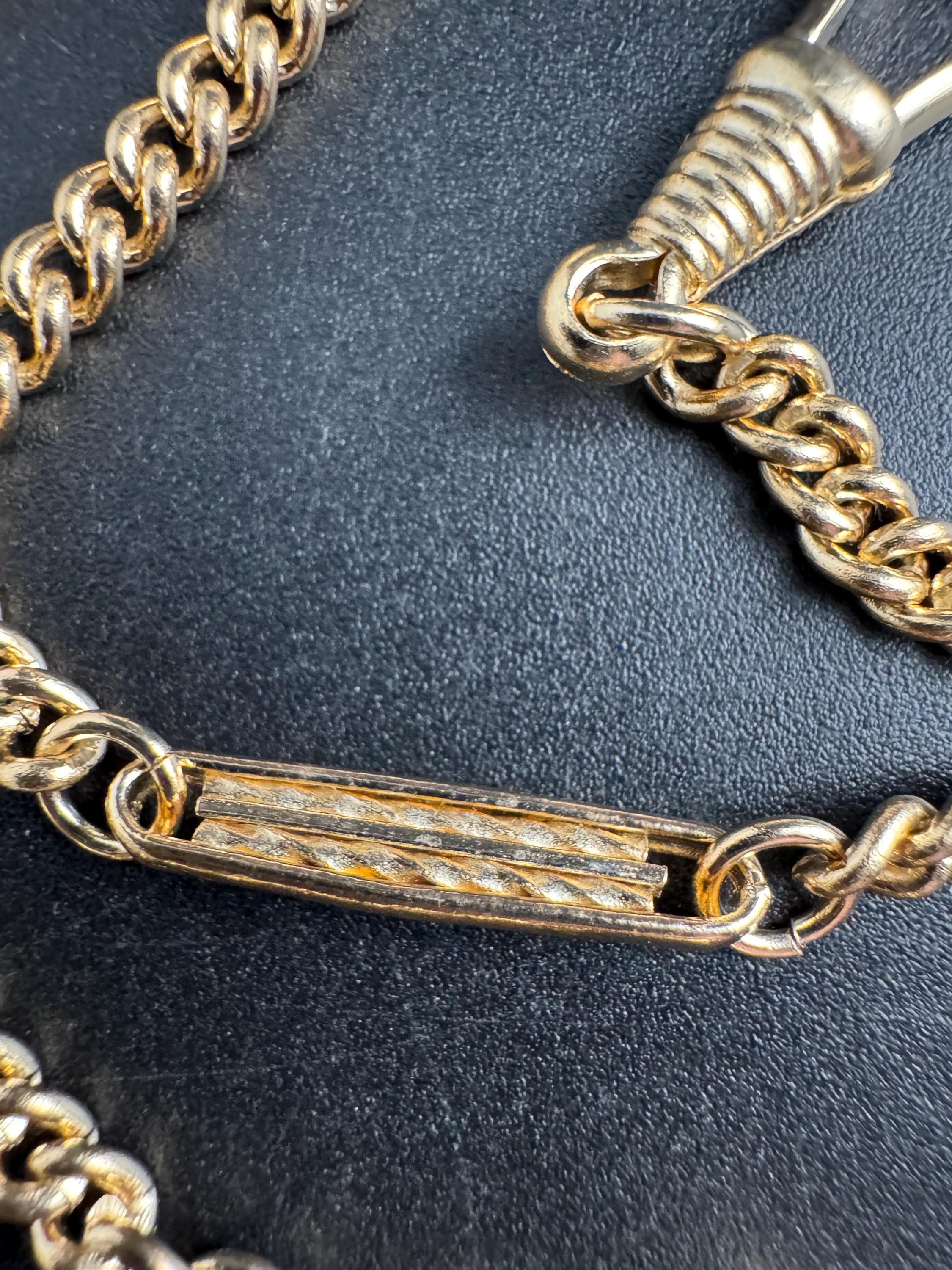 Antique Art Deco Pocket Watch Chain: gold plated machine age 29cm