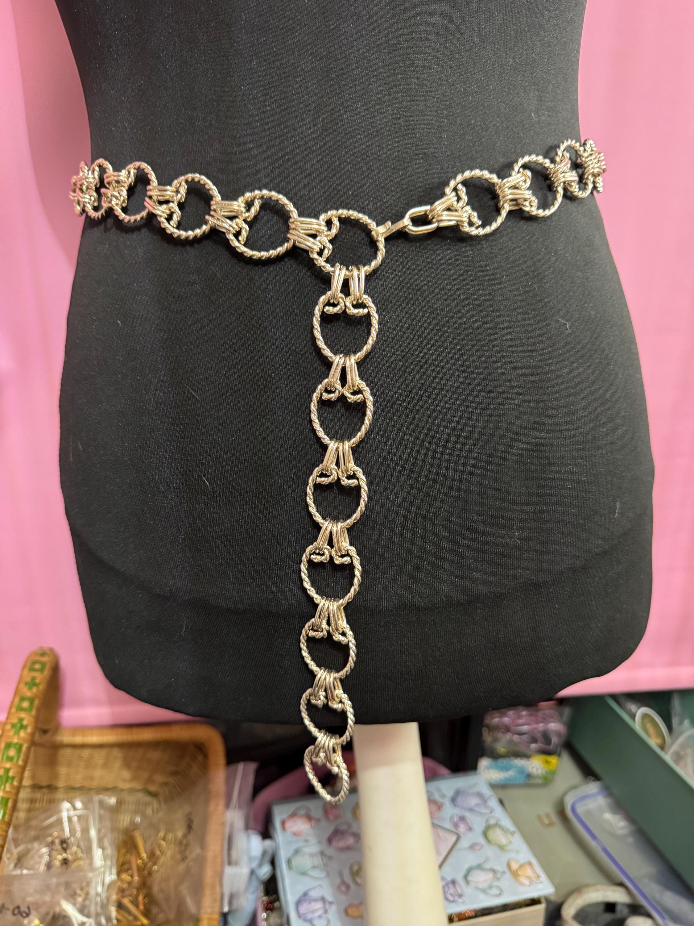 Light gold hoop chain belt, fits to 111cm nautical rope twist loops