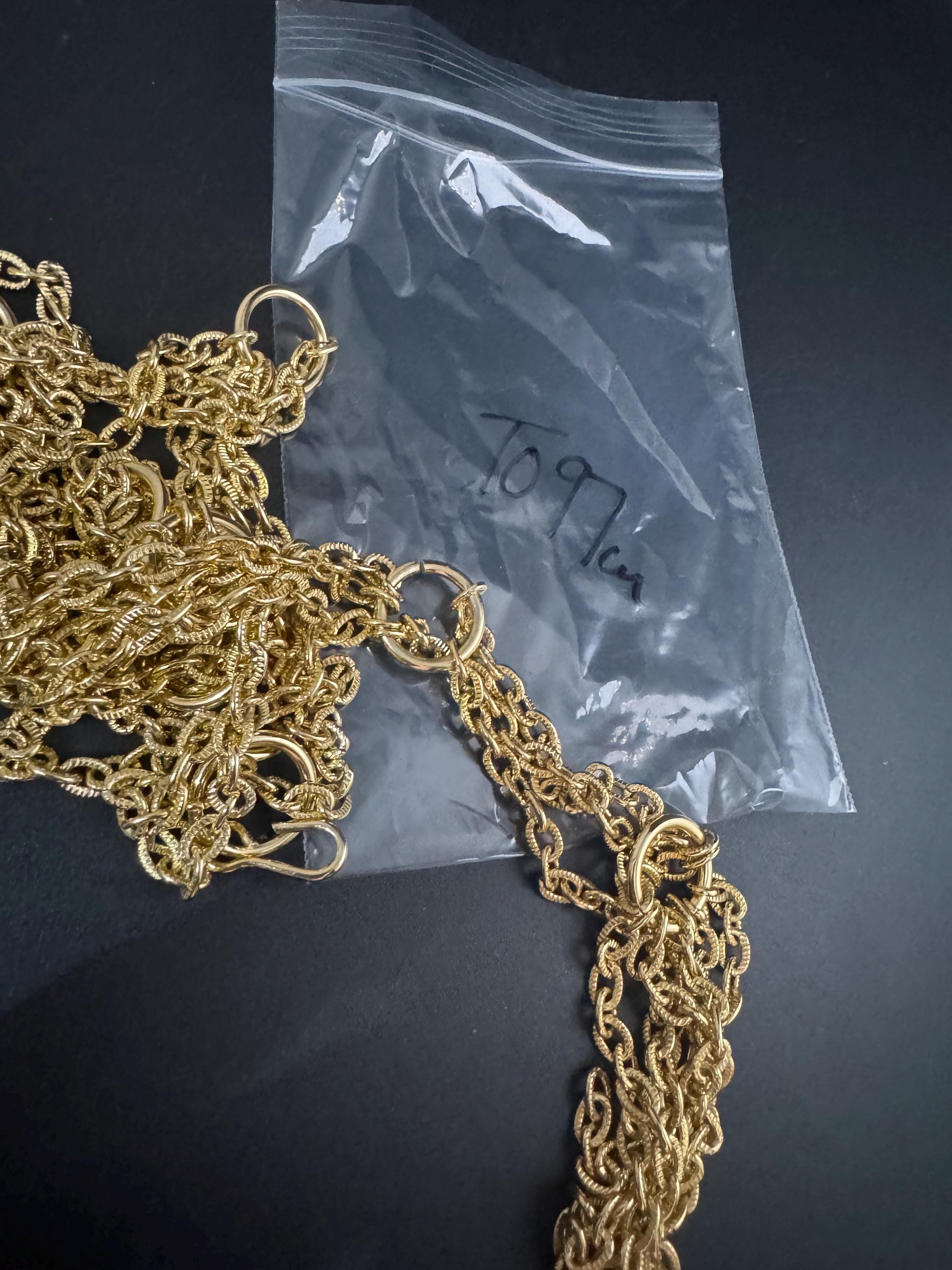 gold tassel drop chain belt, fits to 97cm chunky loops vintage fashion