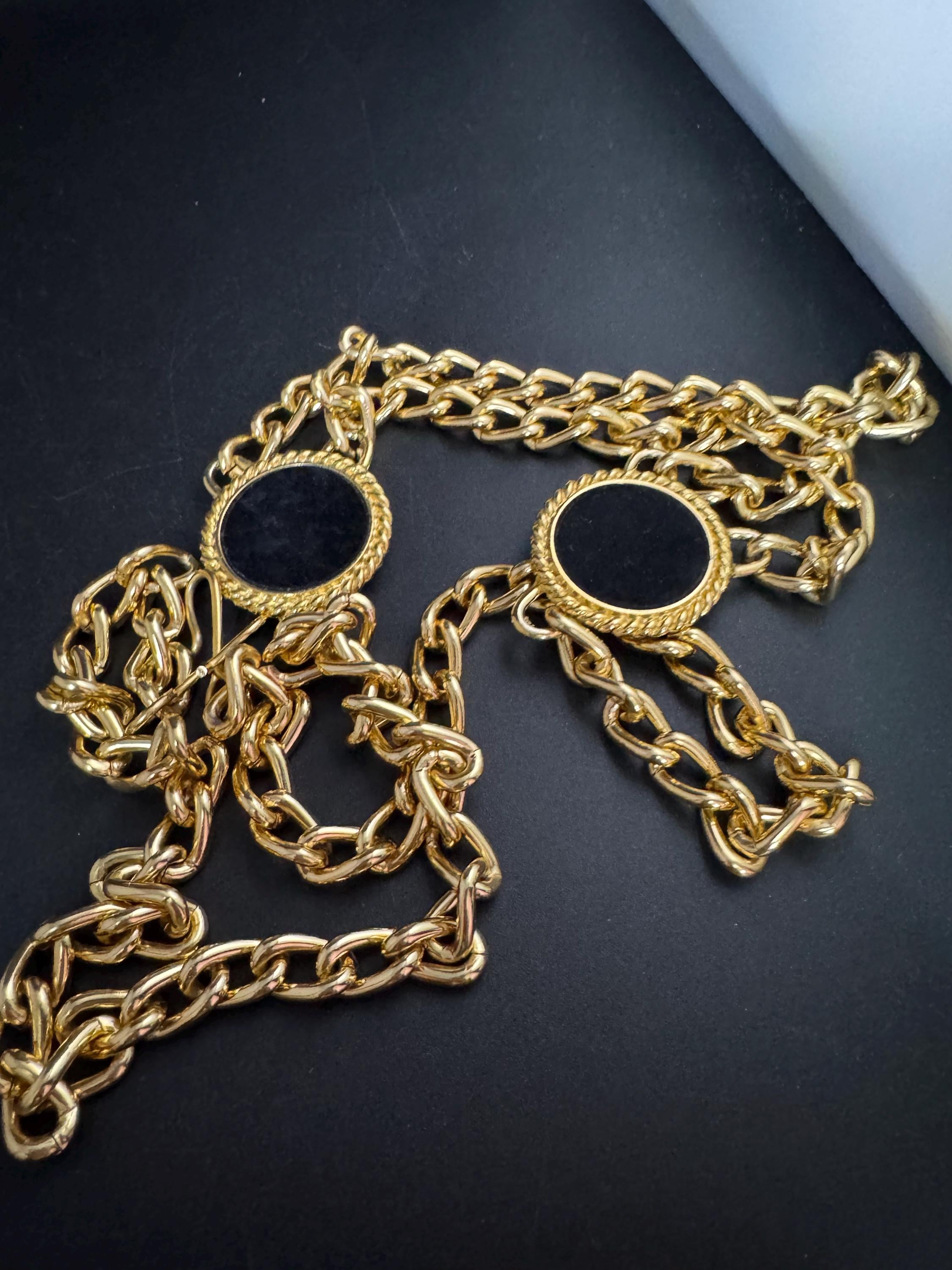gold black layered chain belt, fits 74 to 100cm vintage fashion