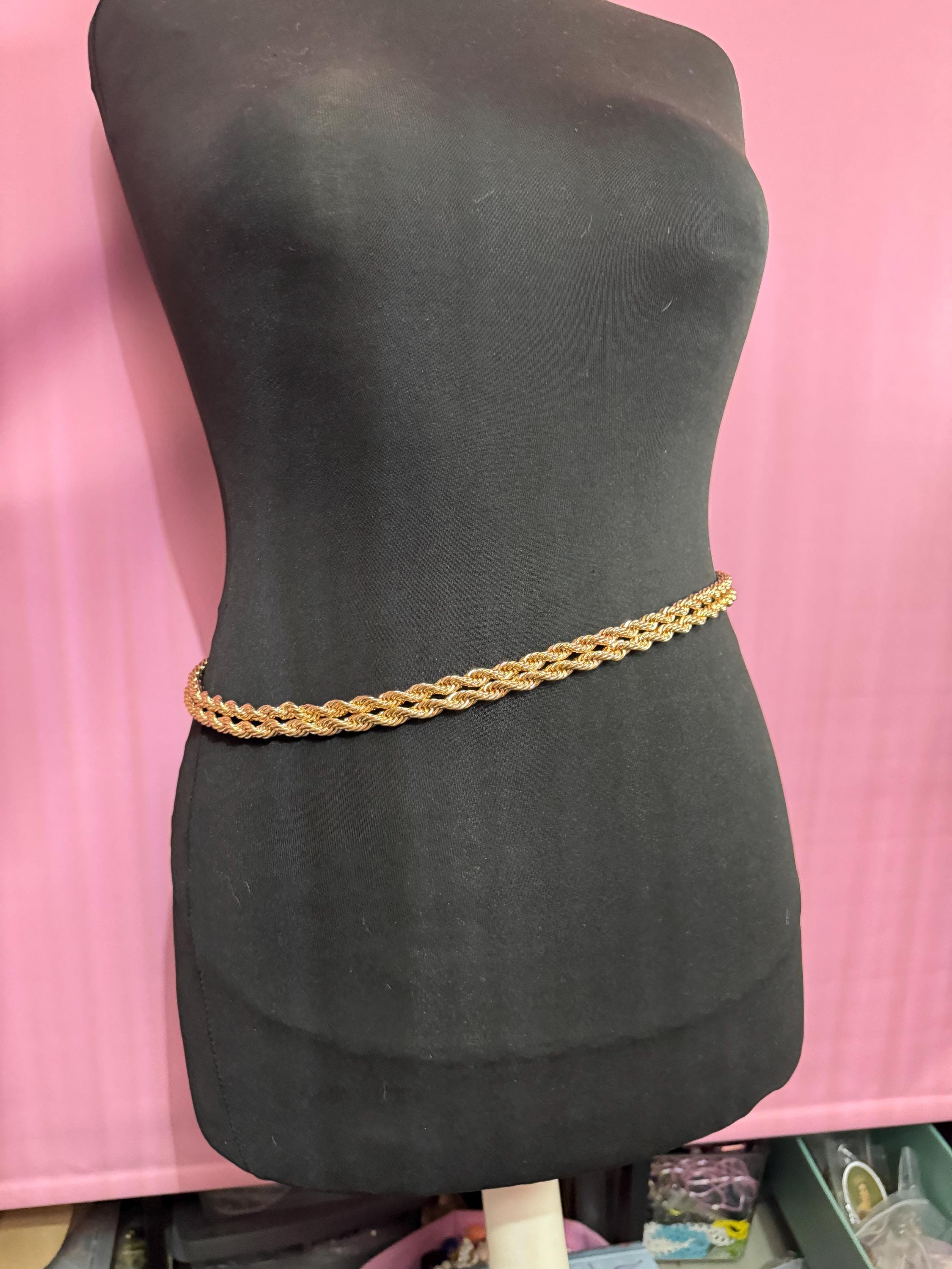 Thick double rope chain belt, fits 86 to 112cm vintage fashion