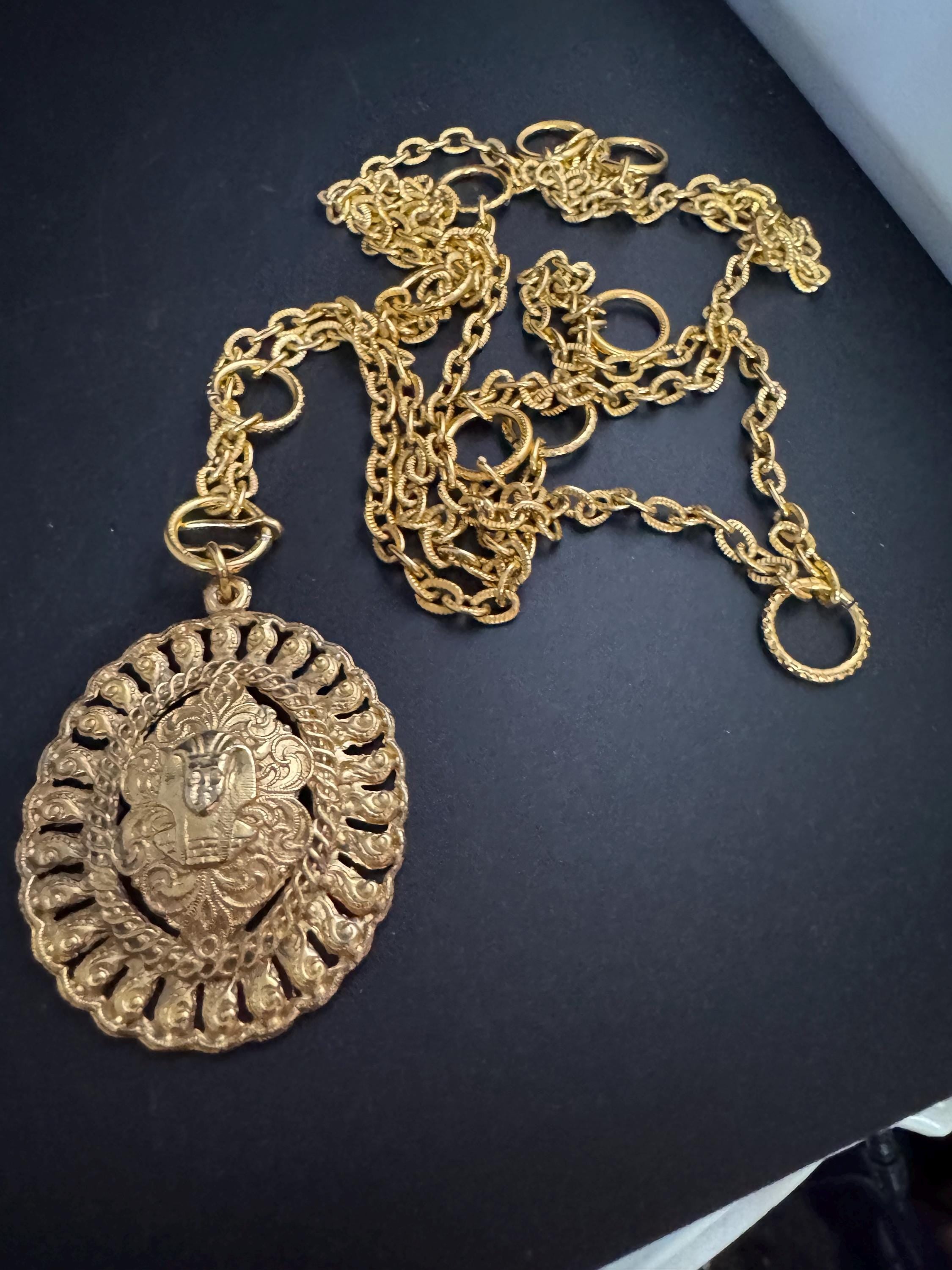 XS egyptian medallion chain belt, fits 80cm necklace vintage fashion