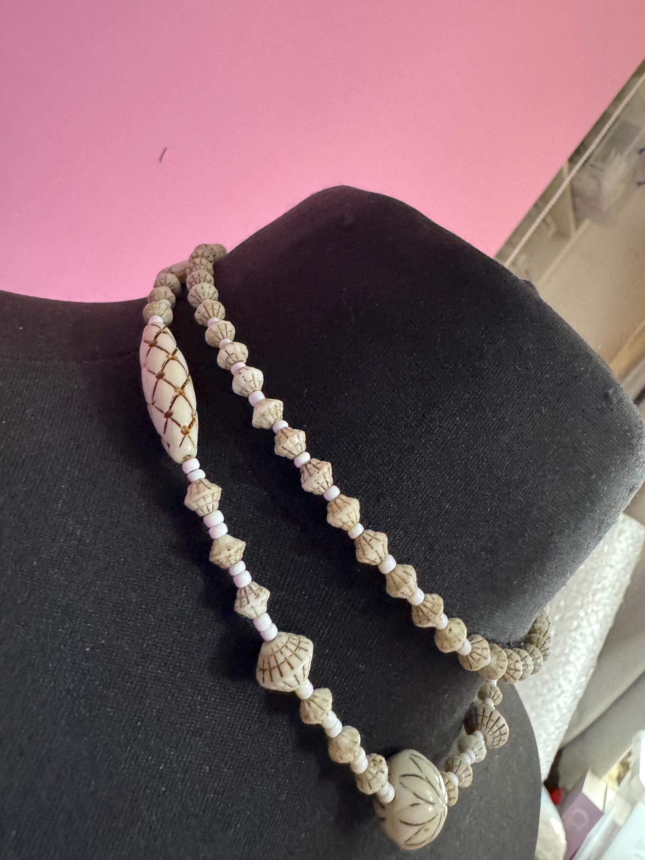 neiger UV Multistrand necklace, cream beads 41cm uranium glass