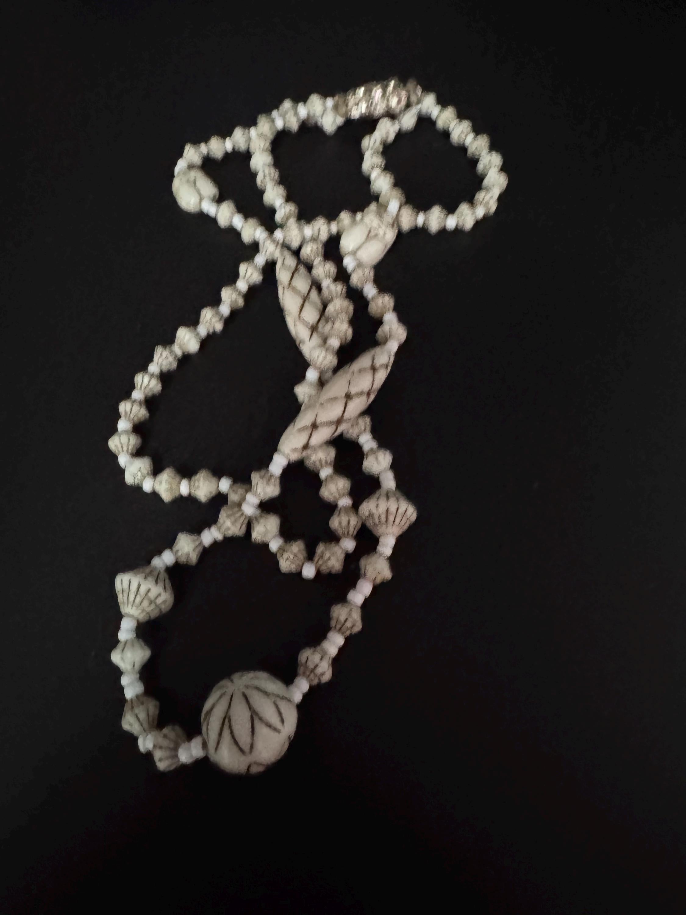 neiger UV Multistrand necklace, cream beads 41cm uranium glass