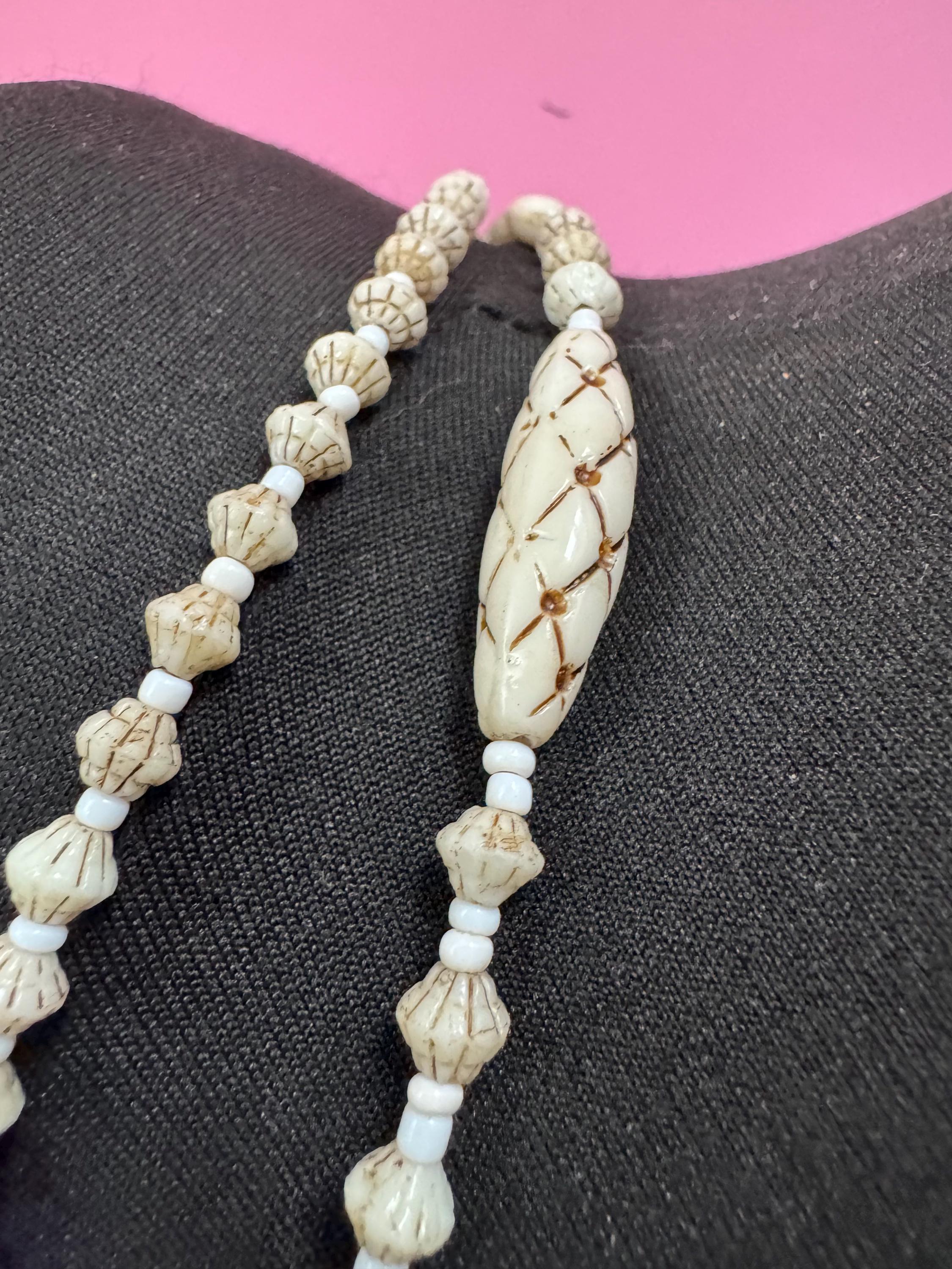 neiger UV Multistrand necklace, cream beads 41cm uranium glass