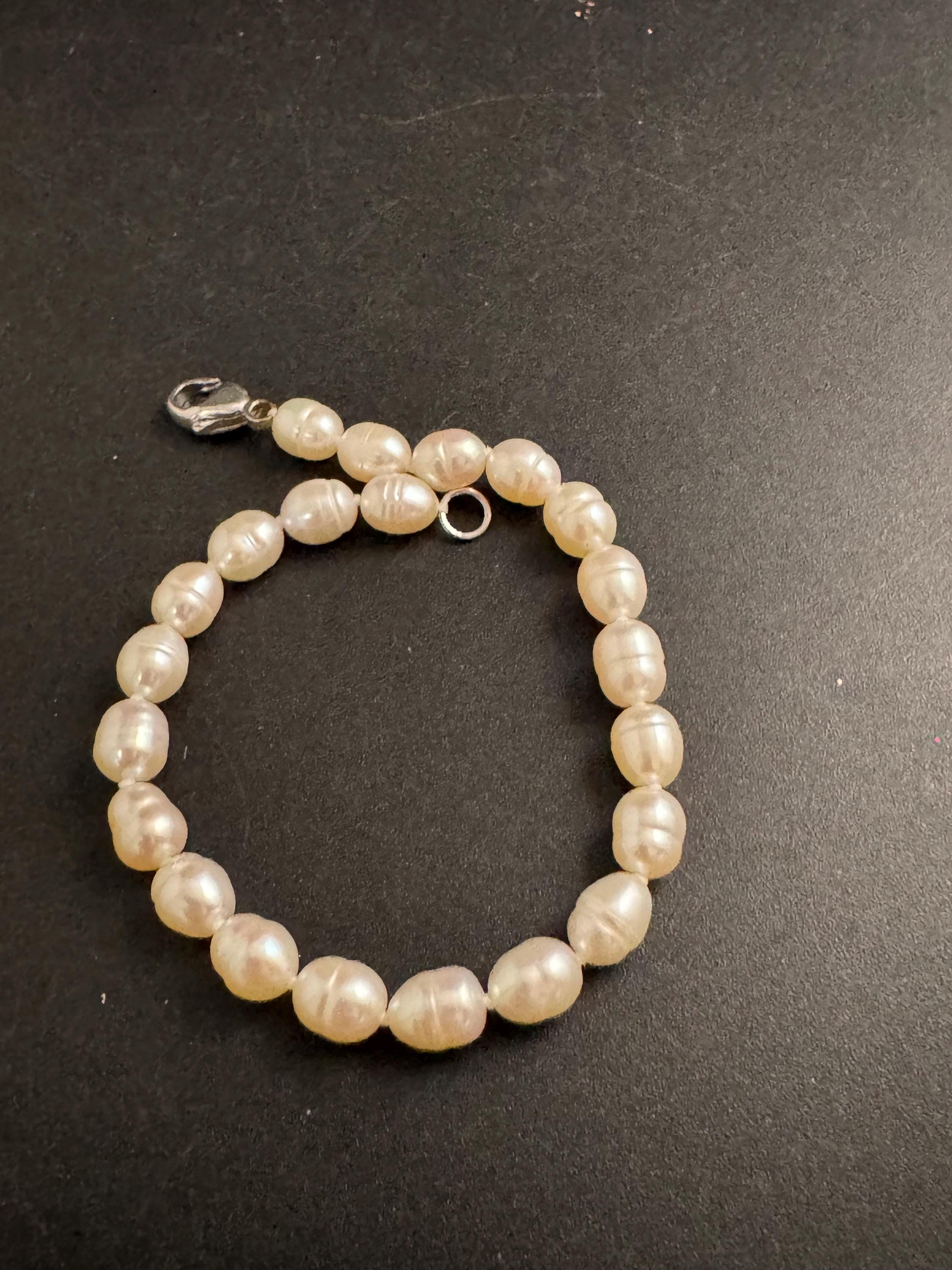 925 freshwater pearl beaded bracelet, 19cm sterling silver clasp