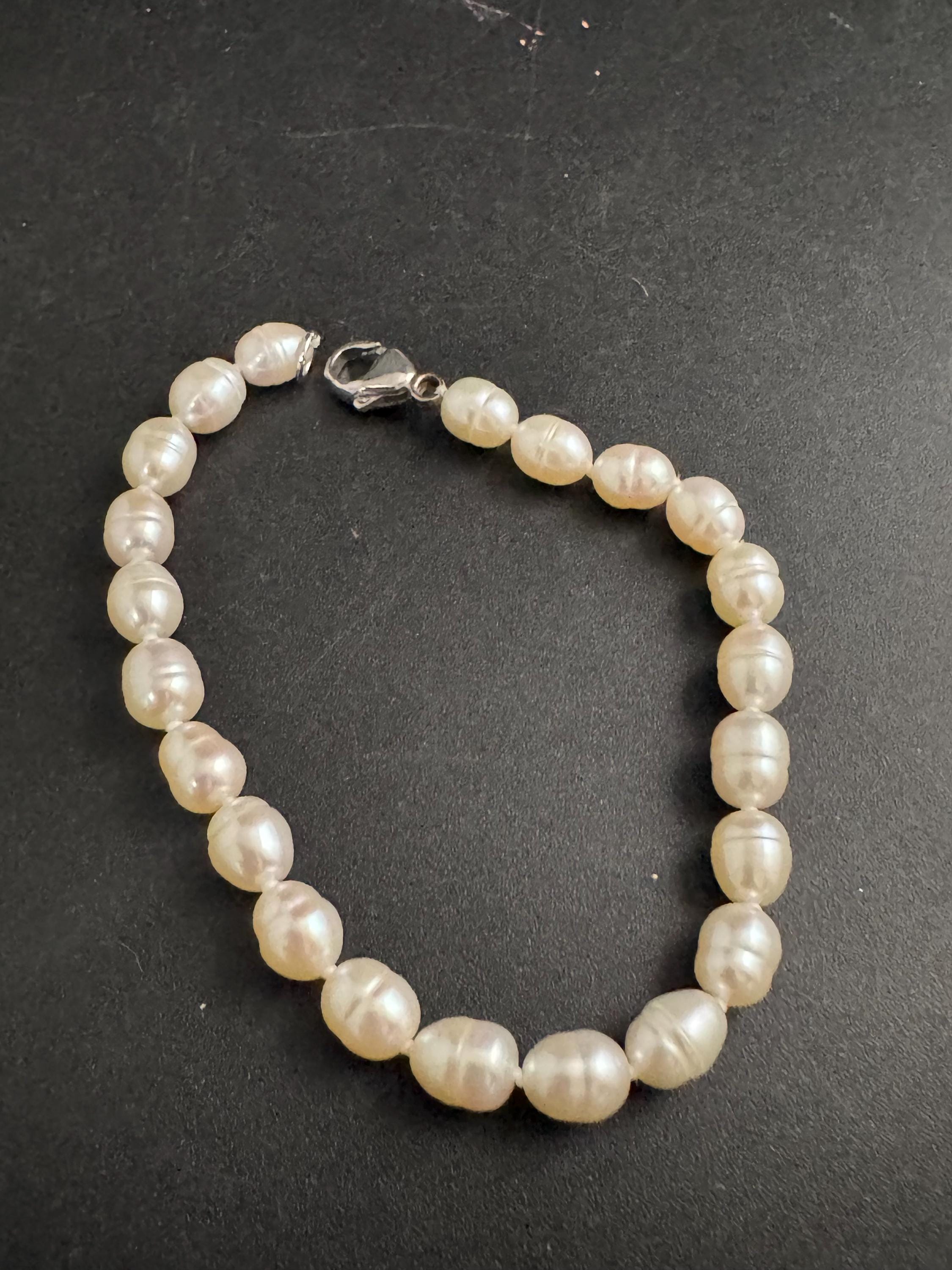 925 freshwater pearl beaded bracelet, 19cm sterling silver clasp