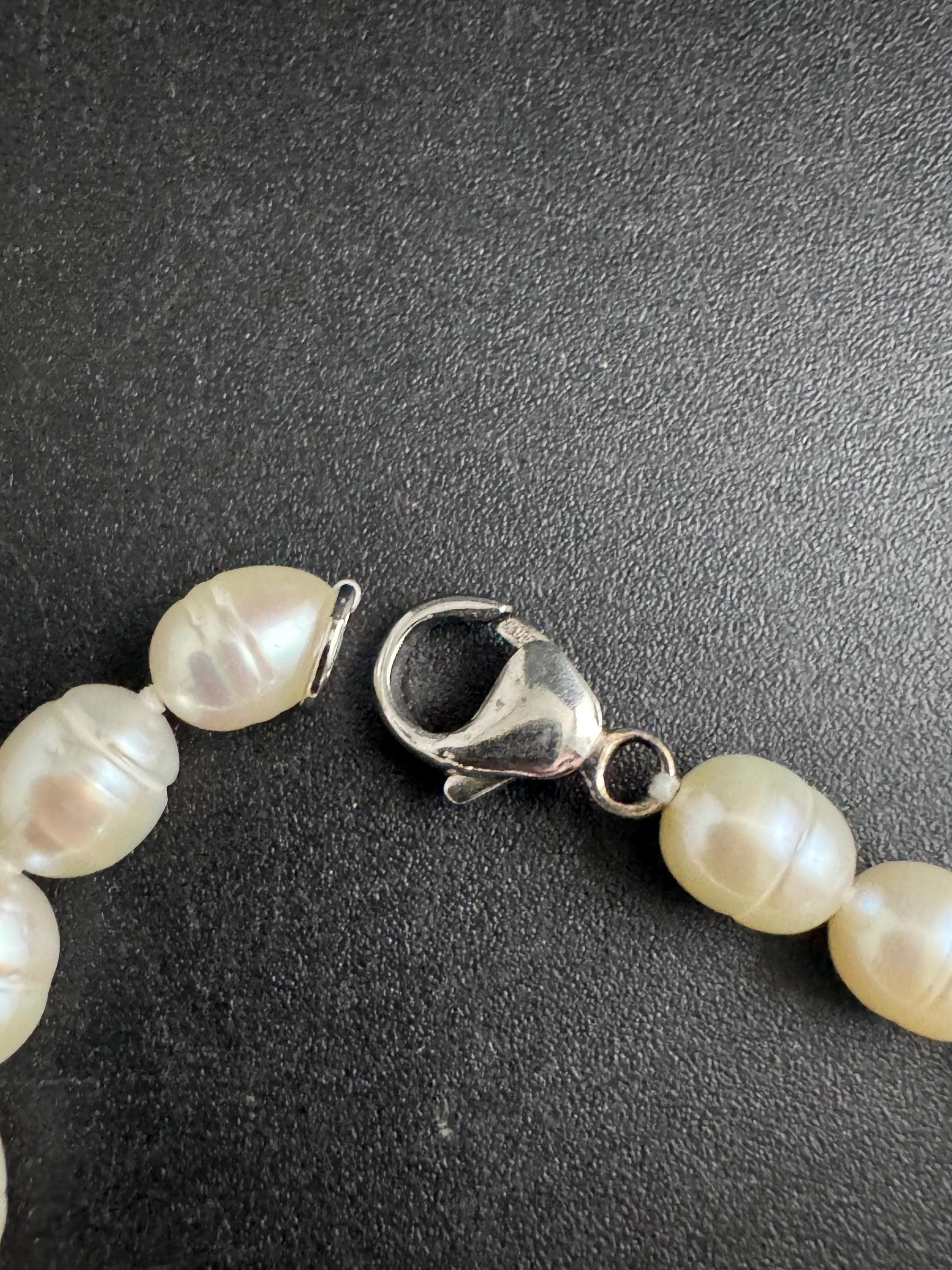 925 freshwater pearl beaded bracelet, 19cm sterling silver clasp