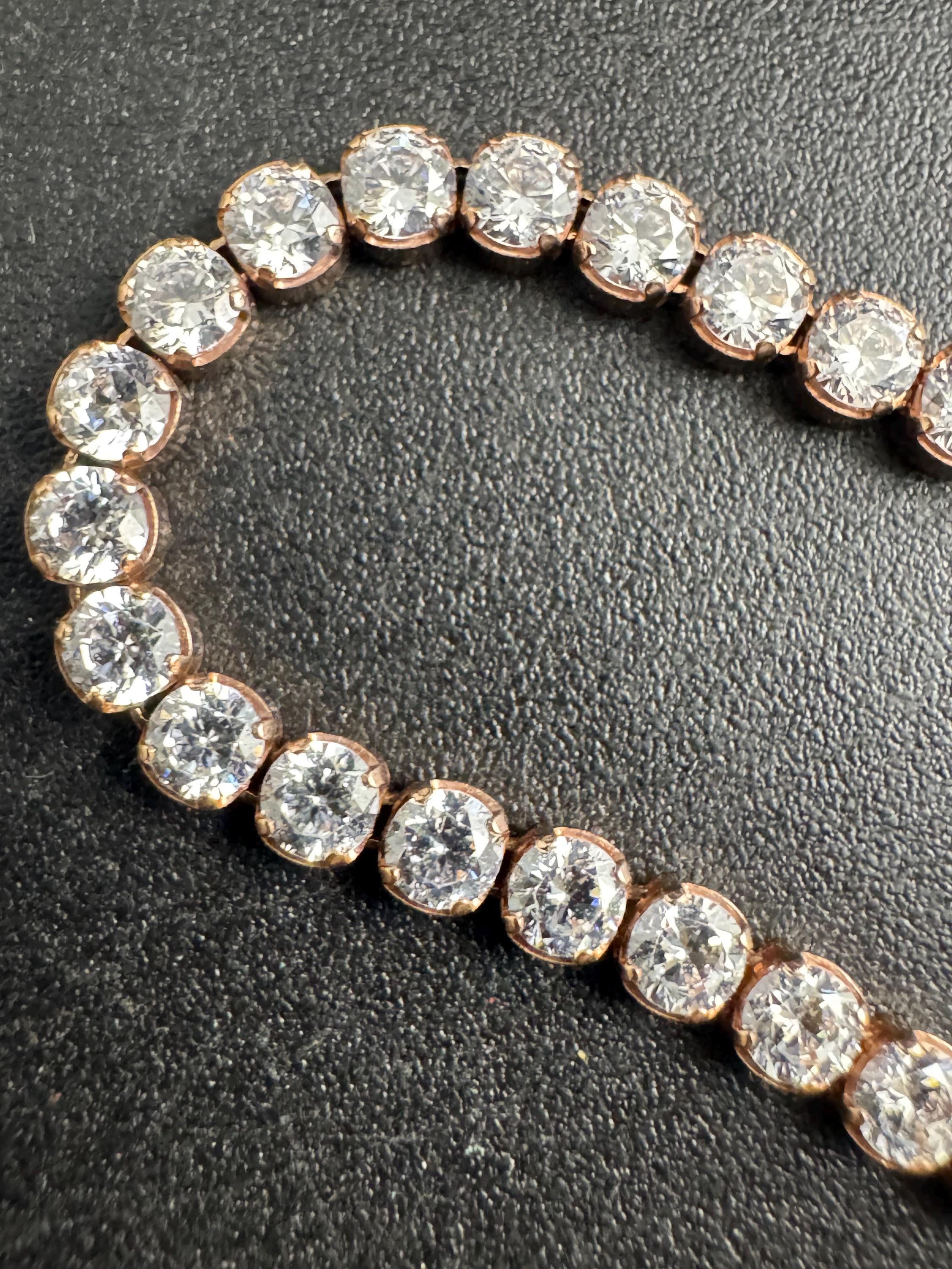 925 Rose Gold Amethyst Crystal Tennis Bracelet, Bezel Set Light Purple DQ Cz