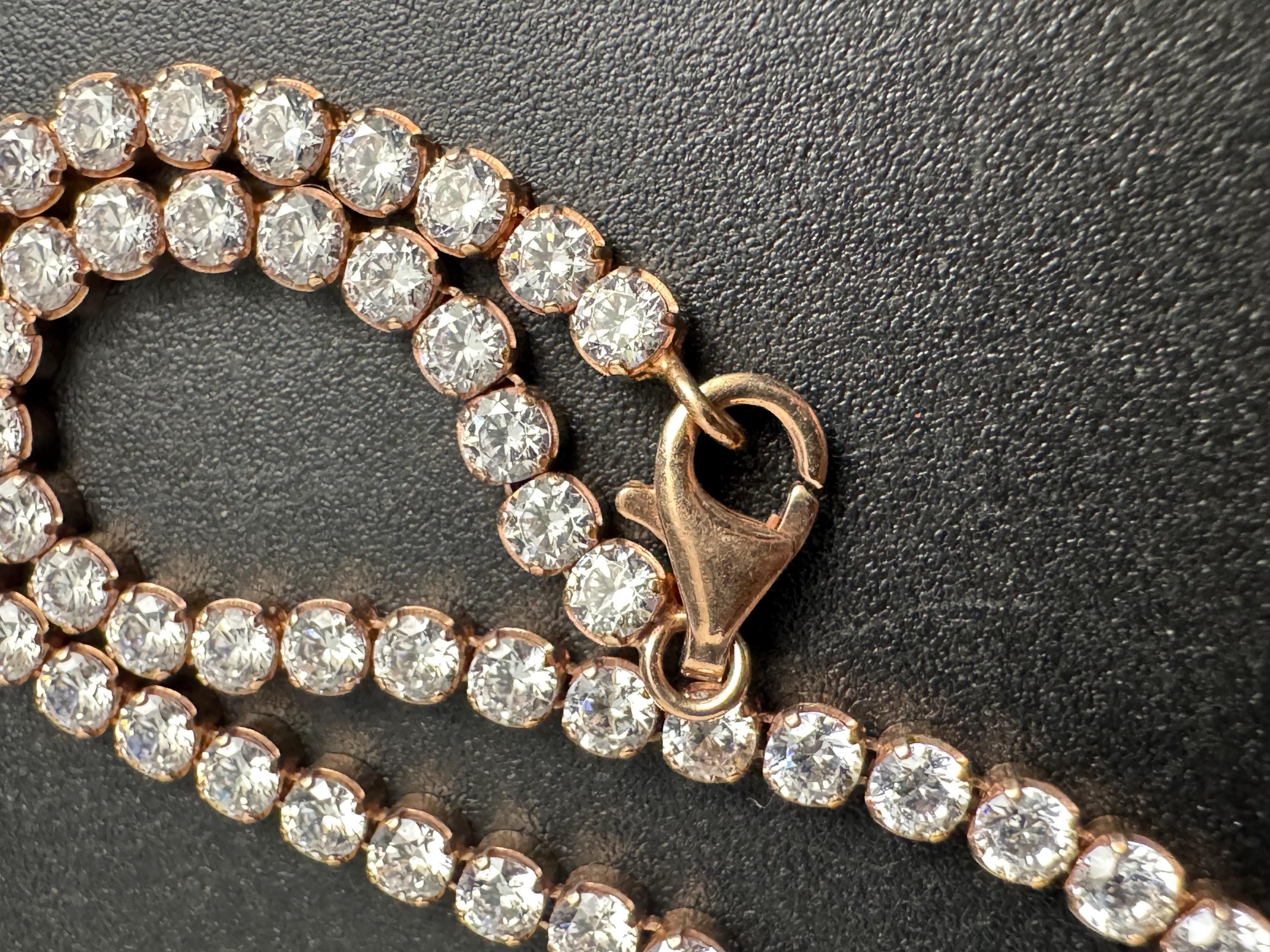 925 Rose Gold Amethyst Crystal Tennis Bracelet, Bezel Set Light Purple DQ Cz