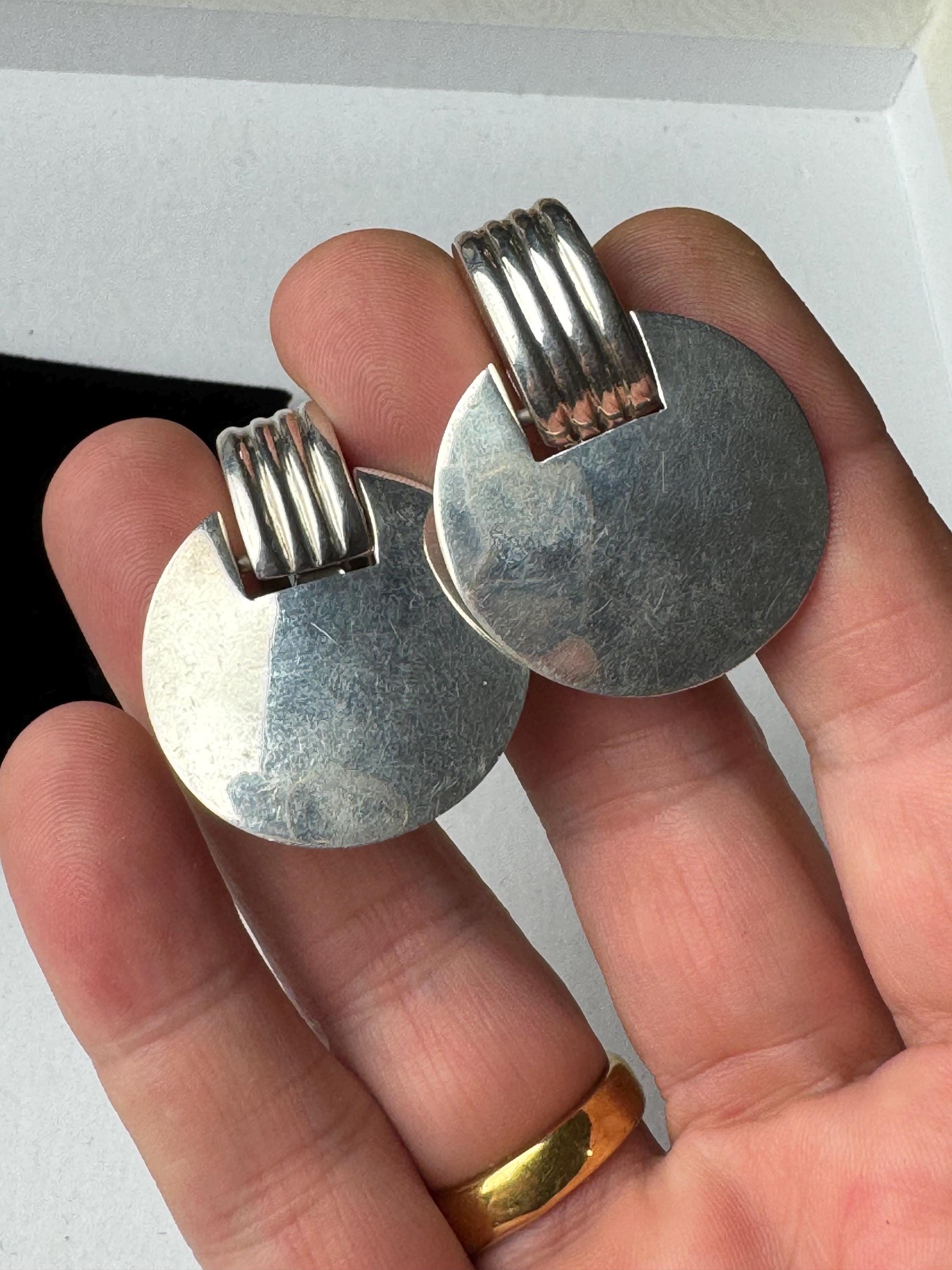 Mexican 925 big Clip On Earrings, stamped TC -142