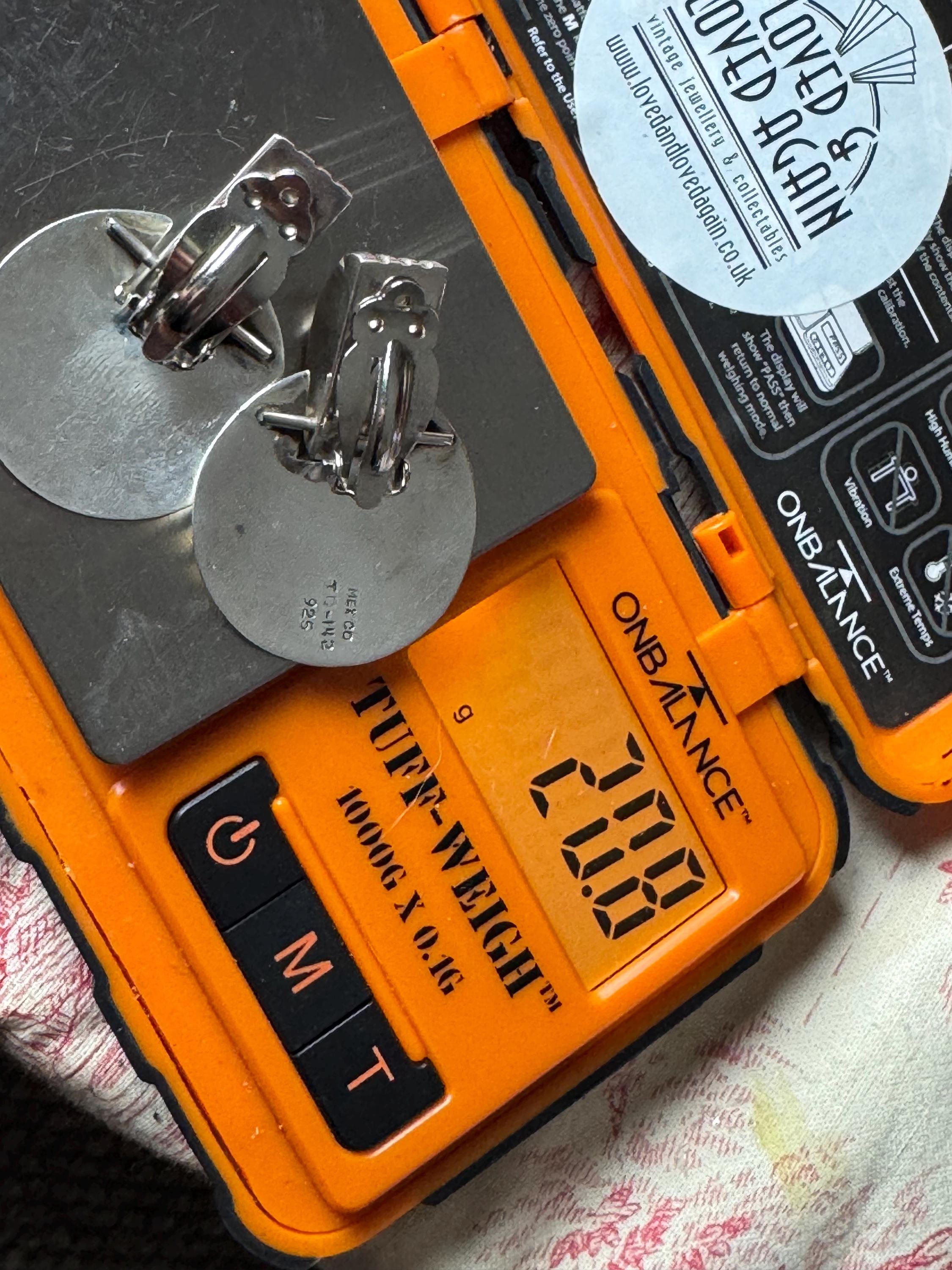 Mexican 925 big Clip On Earrings, stamped TC -142