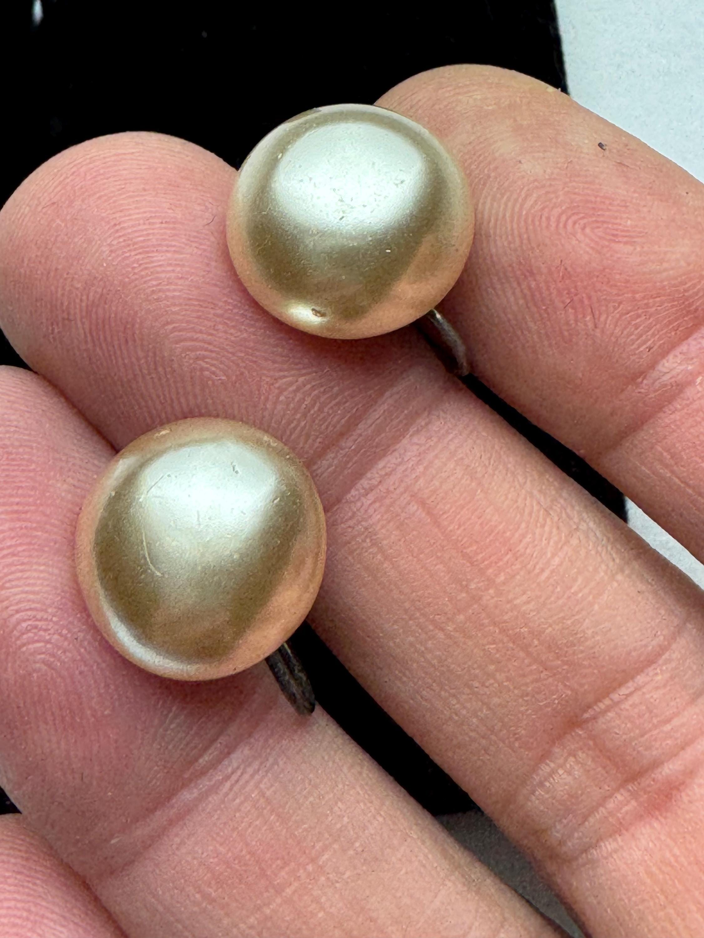 925 pearl clip on earrings, sterling silver glass beads on screwback fitting